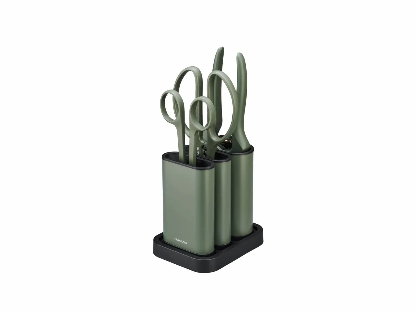 Fiskars Kit de Taille 3 Outils, Jardinage d'Intérieur | Sécateur de Précision, Sécateur et Cisailles pour Plantes avec Support, Acier Inoxydable/Plastique, Vert Foncé/Noir, 1075317