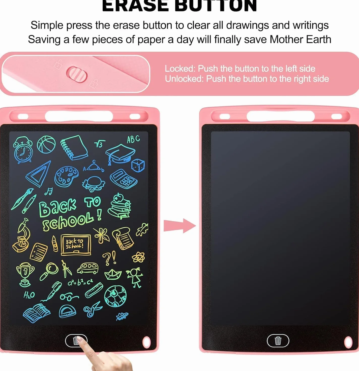 Tablette Dessin Enfant 12 Pouces LCD Ardoise Magique Jouet Educatif Filles Garçons