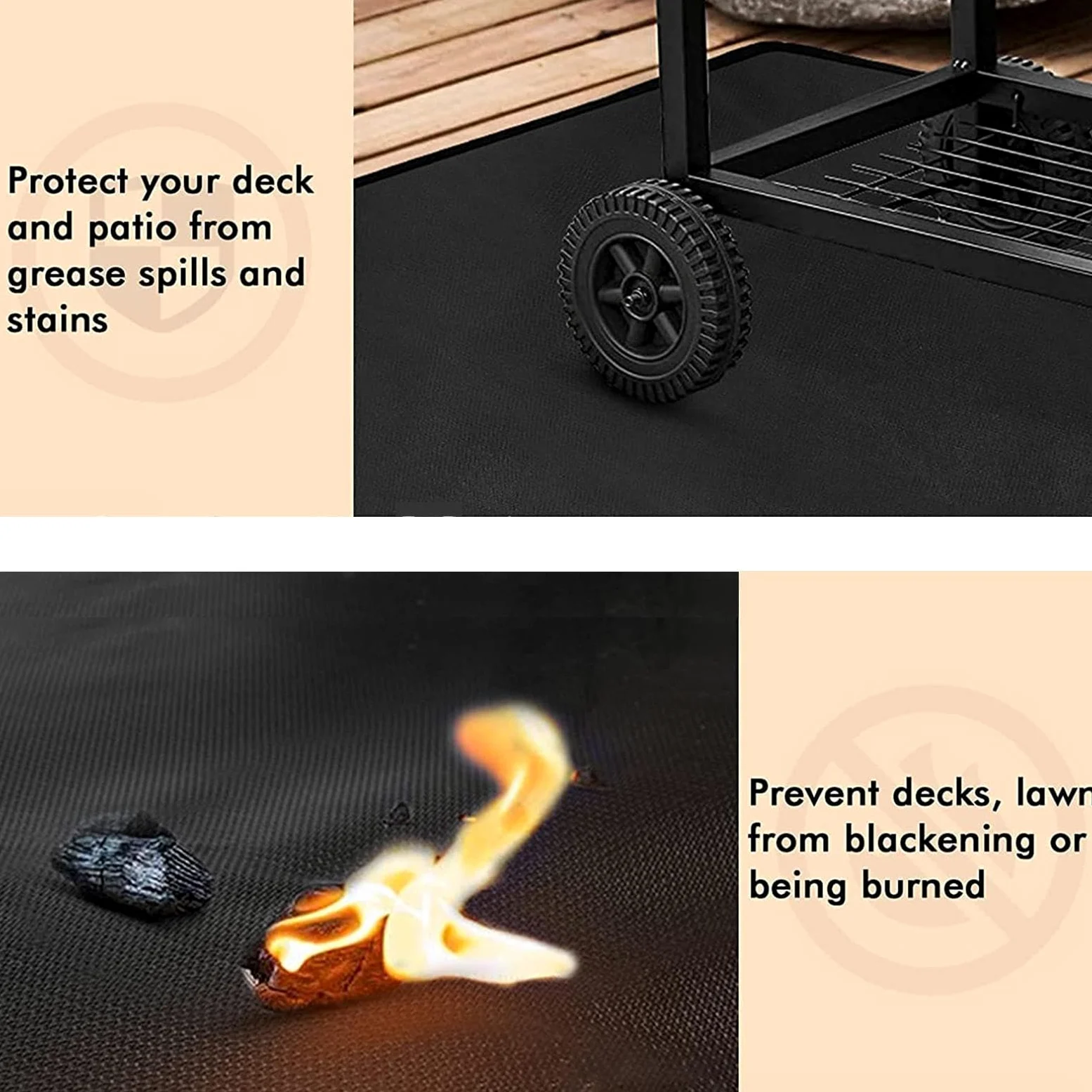 Under Grill Mat - Protection de sol pour terrasse de patio - Résistant à la chaleur - En fibre de verre - Barrière Fireproof pour la cuisson en extérieur - 100 x 120 cm, 100 x 152 cm, 100 x 182 cm