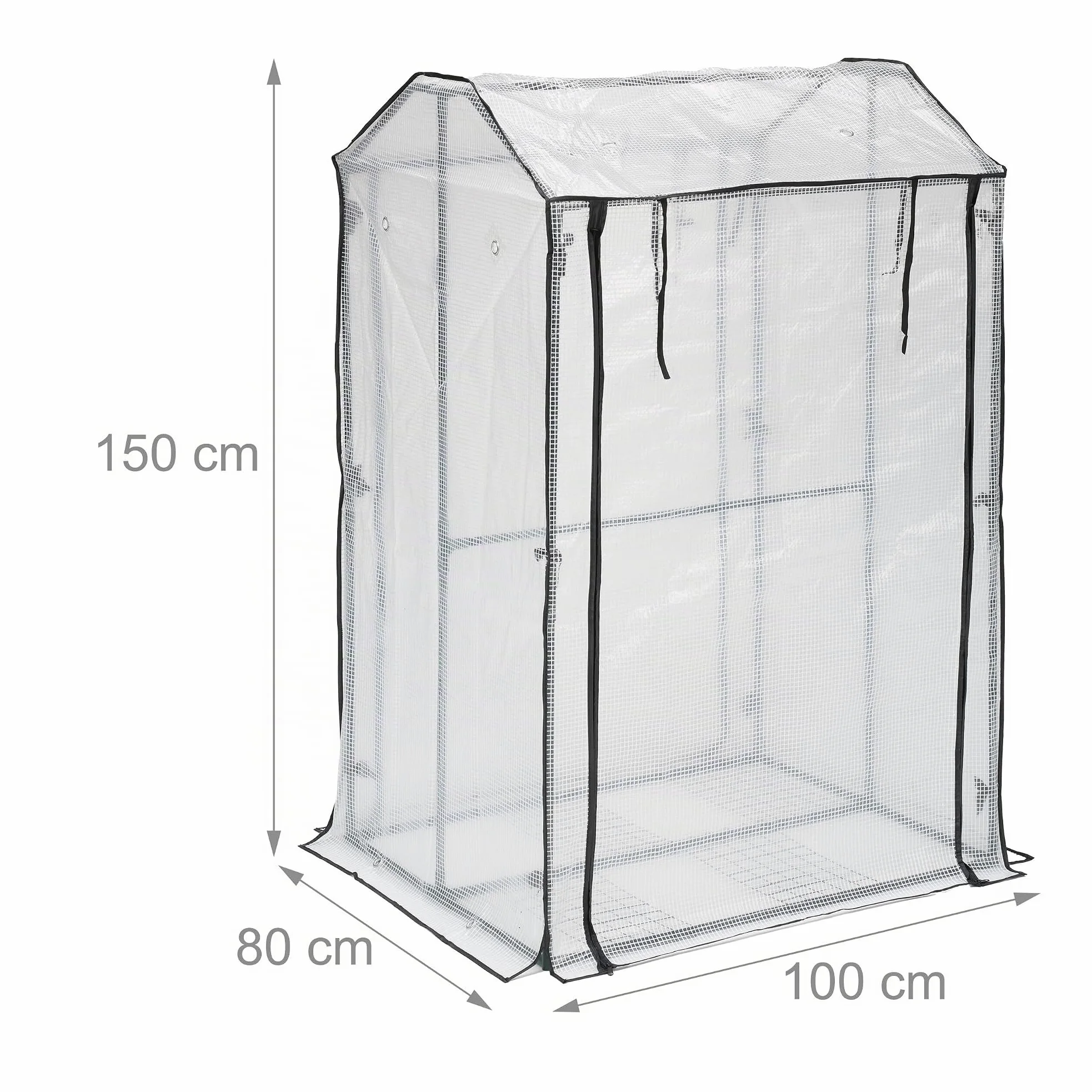 Relaxdays Serre de Balcon avec 4 grilles, HLP: 150x100x80 cm, Plastique PE et Acier, Plantes, Herbes, Transparent/Vert