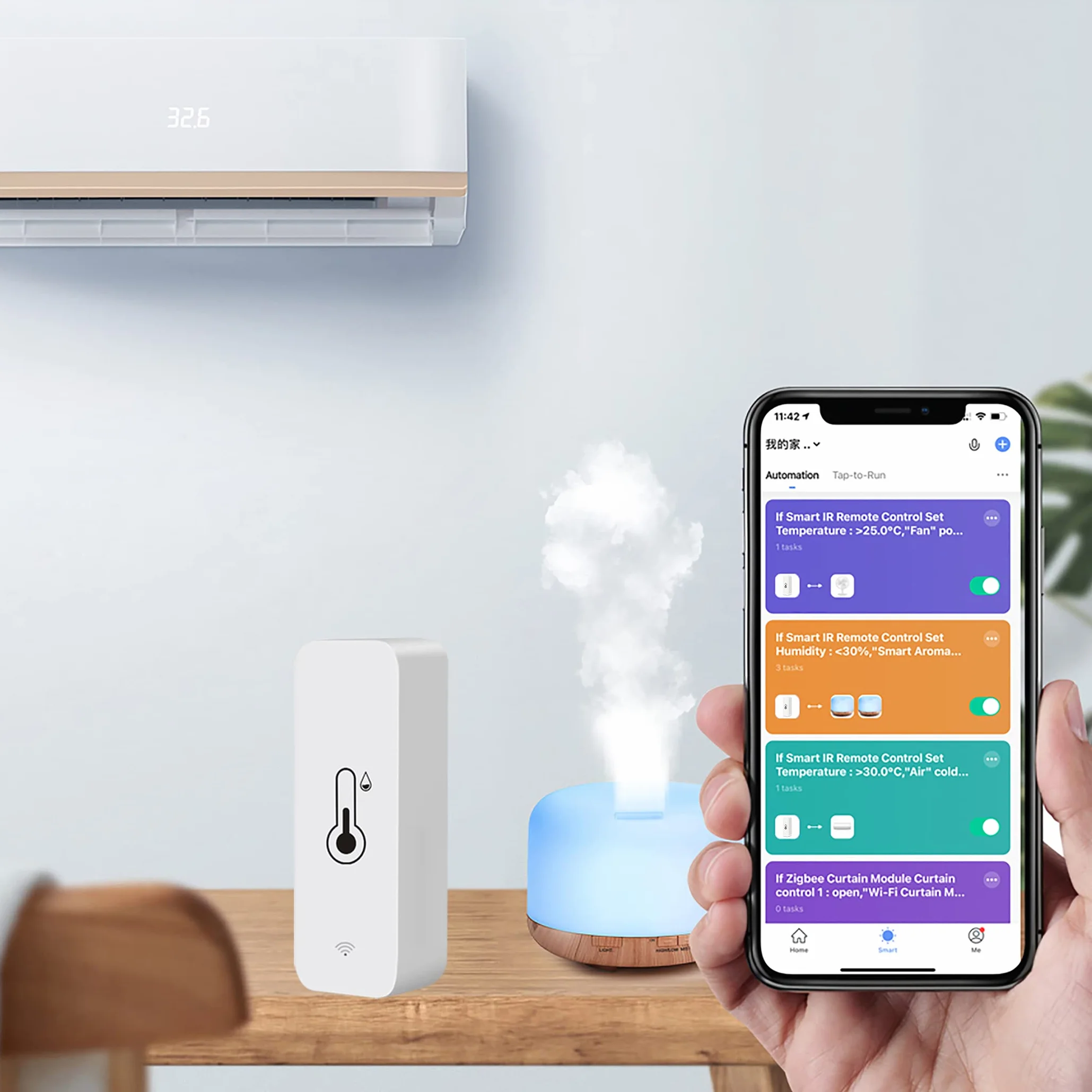 WiFi Hygromètre Thermomètre Capteur, Capteur de température et d'humidité sans fil avec alarme de notification d'application à distance, Fonctionne avec l'application Tuya (4 paquet)