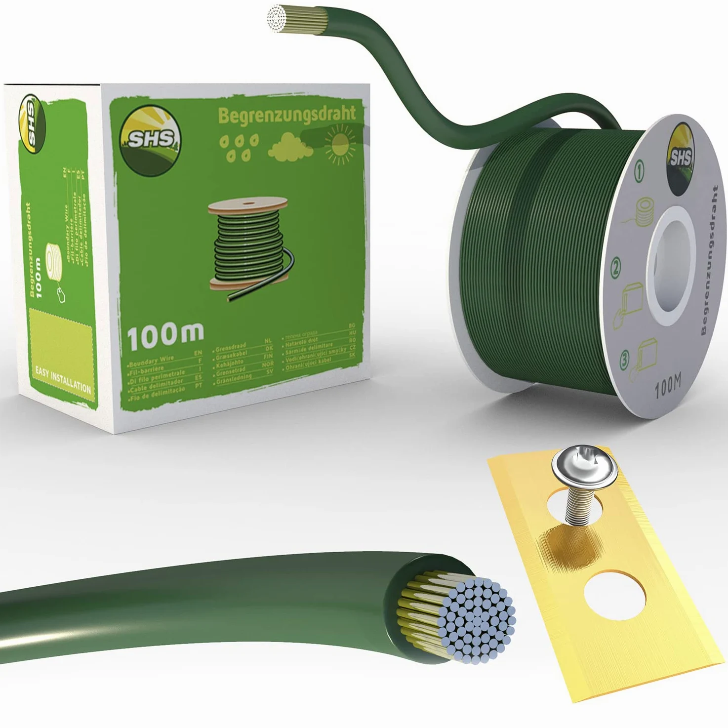 Câble de délimitation de 100 m + 30 lames pour robot tondeuse à gazon, kit d'accessoires, fil de délimitation pour câble de recherche, compatible avec Worx Landroid