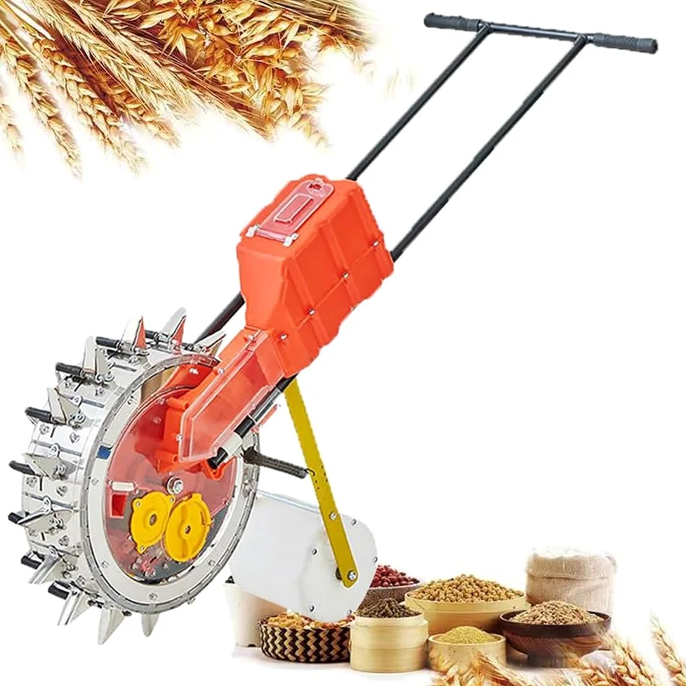Semoir à rouleaux à poussée manuelle, semoir manuel, semoir de jardin à poussée manuelle, semoir en rangées en acier inoxydable, semoir à maïs, espacement réglable des plantes pour soja, arachide, m