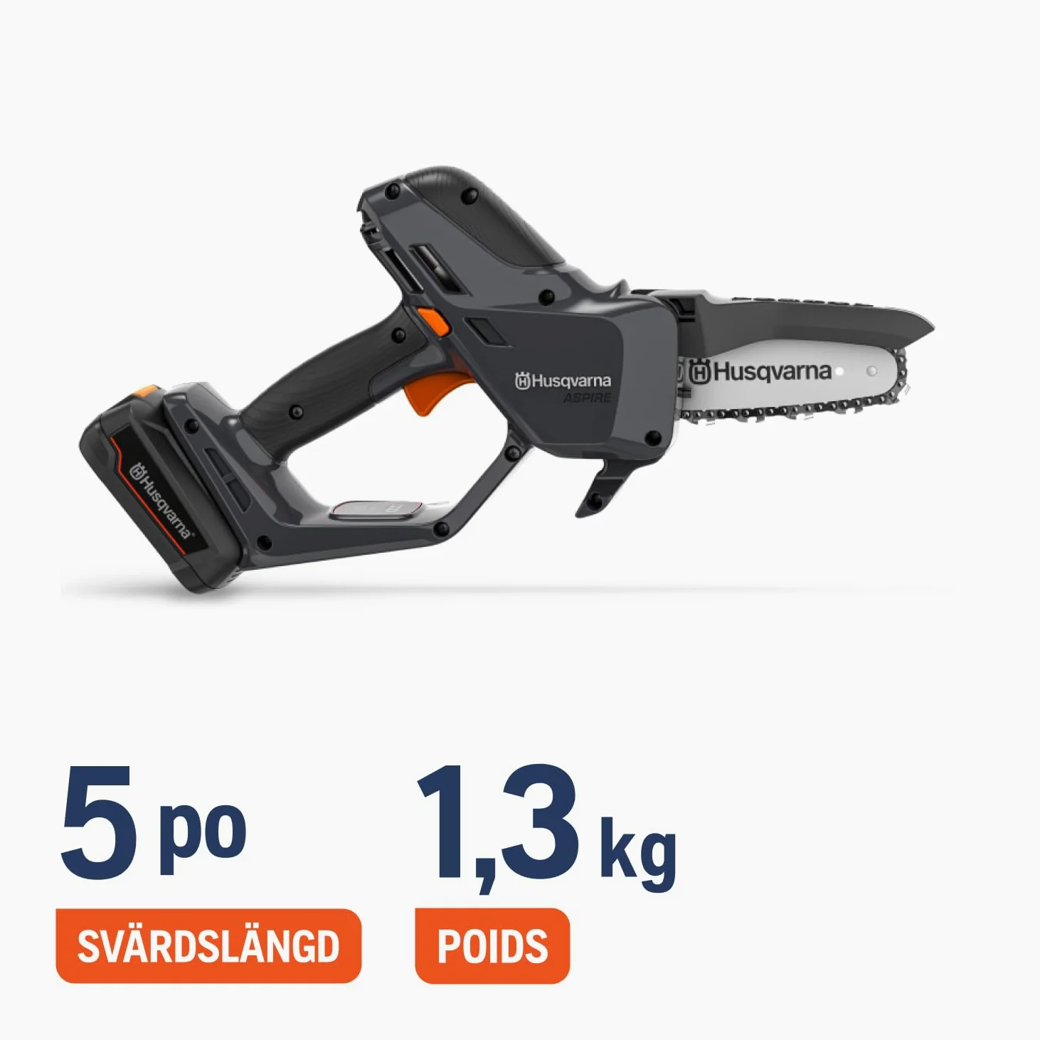 Husqvarna Mini Tronçonneuse Batterie Aspire P5-P4A avec Batterie | Élagueuse haute performance pour branches jusqu'à 75 mm
