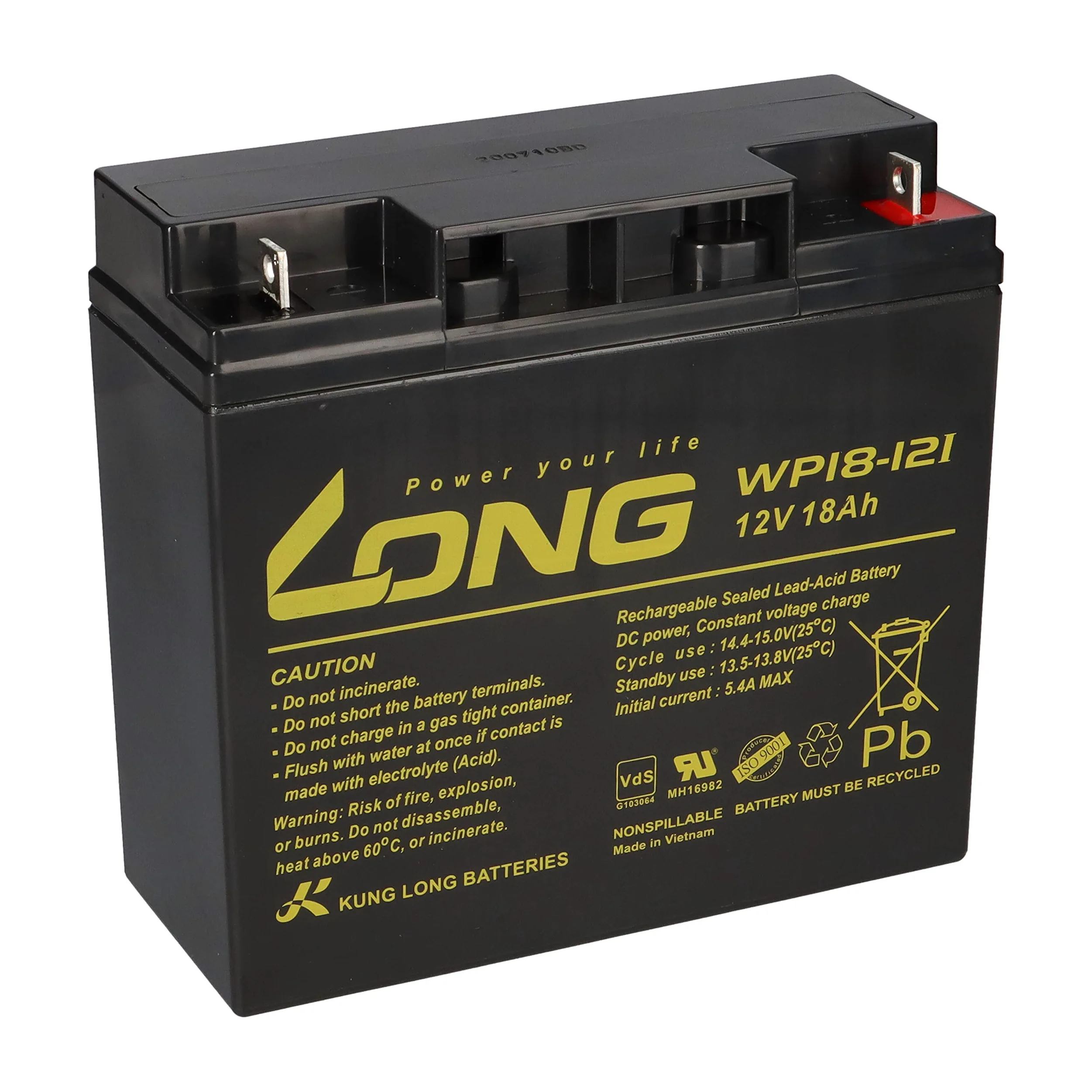 Batterie au plomb 18 Ah 12 V AGM WP18-12I résistante aux cycles pour tondeuse à gazon, tracteur de pelouse, tondeuse autoportée, bateau, scooter 17 Ah 19 Ah 20 Ah 22 Ah 23 Ah