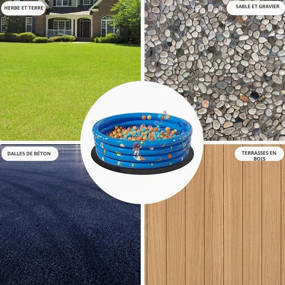 Tapis de Sol Piscine Ronde, 305cm Dalle de Piscine, apis de Revêtement de Sol de Pis-cine, Tapis Pis-cine AntidéRapant et Ultra Absorbante, für Frame Pools