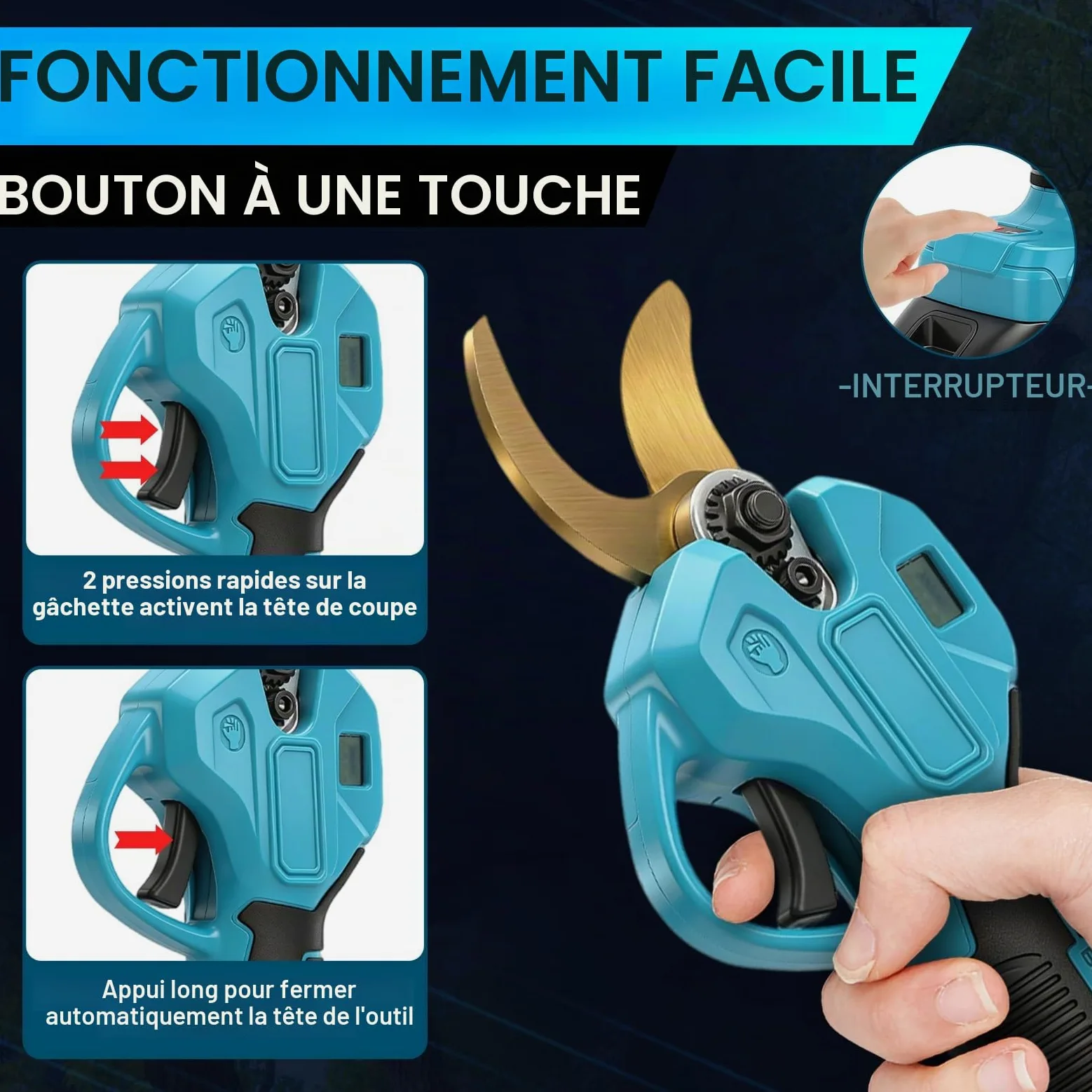 Tronçonneuse et Sécateur Perche Élagueuse Télescopique Électrique 4000 mAh | 21v 6 Pouces 4 en 1 Tronçonneuse Électrique sans Fil sur Perche Secateur à Batterie Professionnel coupe branche electrique