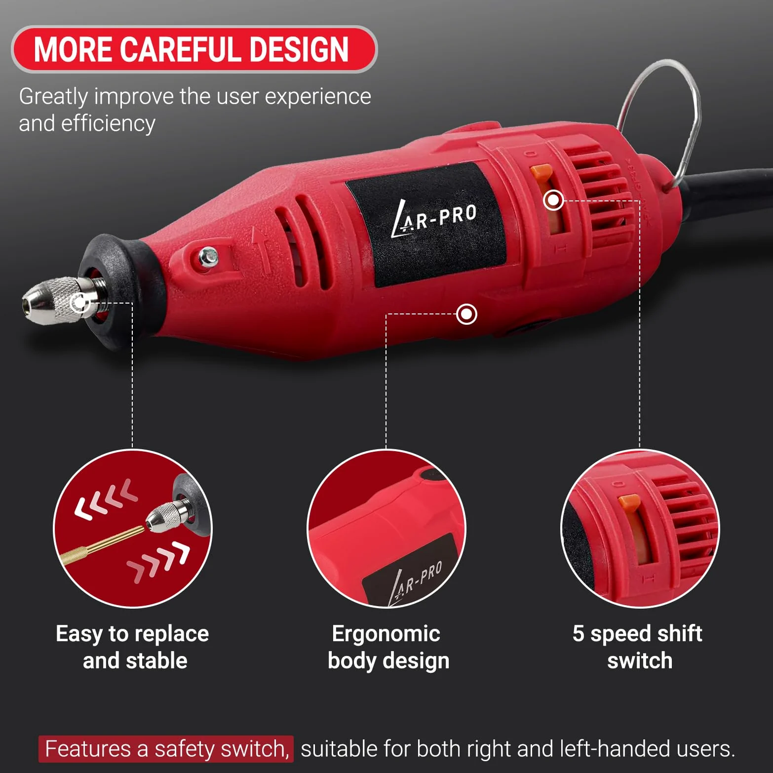 Electric Chainsaw Sharpening Kit 110V/180W, High-Speed Chainsaw Sharpening Tool, Includes 5-Speed Chainsaw Chain Sharpener with 3 Sizes Diamond Sharpening Wheels and Angle Adjustment Guide