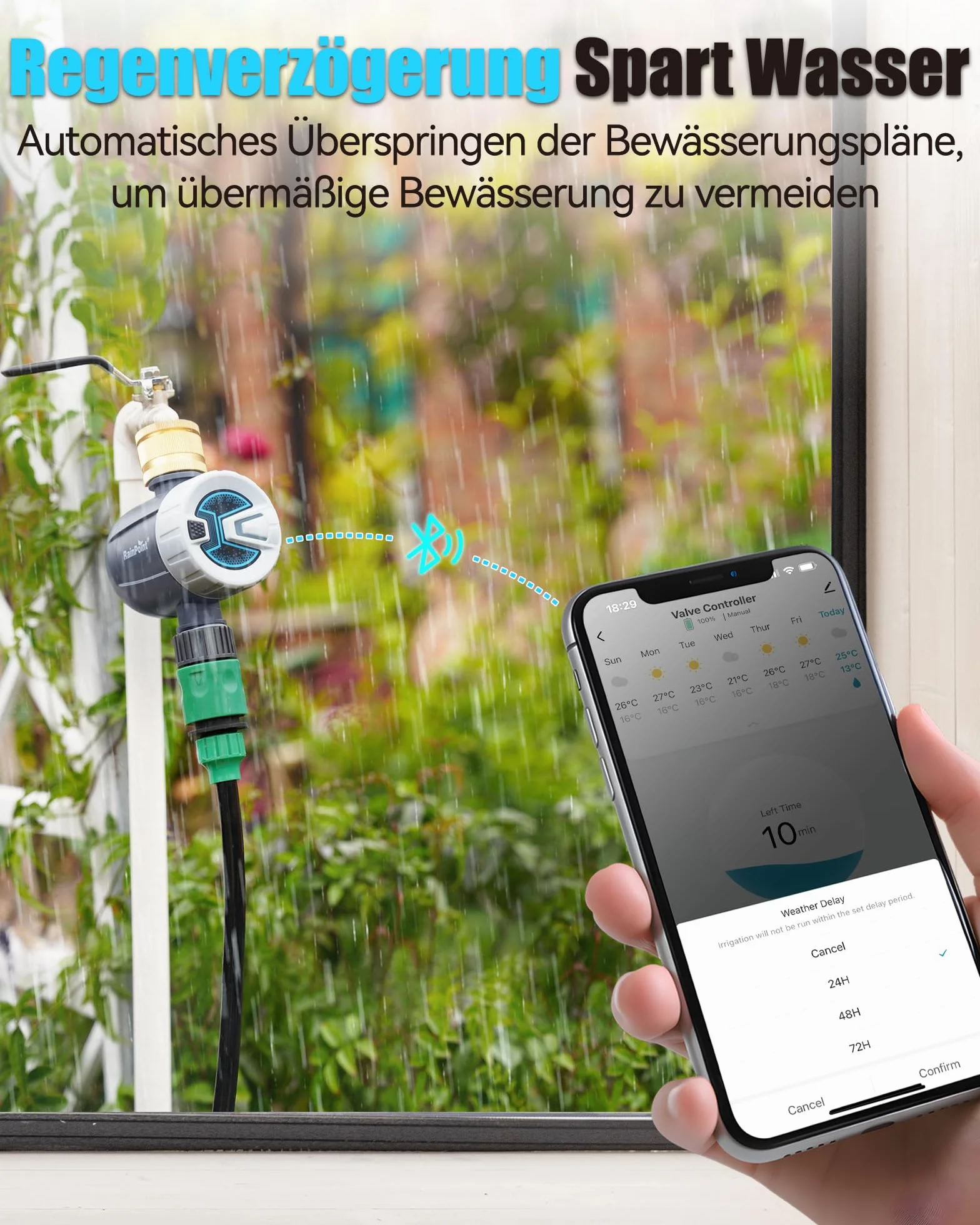 RAINPOINT Programmateur Arrosage Bluetooth Entrée Laiton Minuteur Automatique Jardin Pelouse