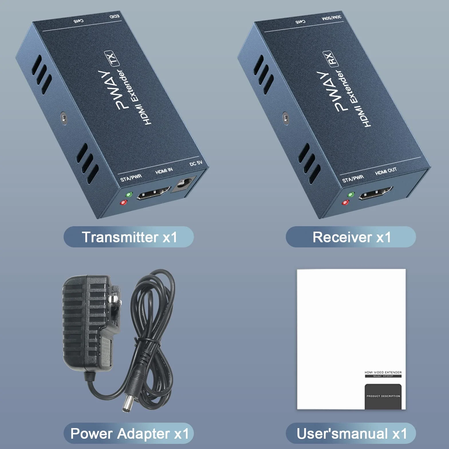 Extendeur HDMI 165ft 50 m Cat5e/Cat6 Câble Full HD 1080P PW-HT202PG