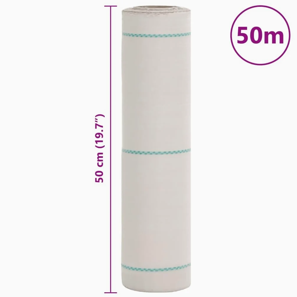 Membrane Anti-Mauvaises Herbes Blanche 0,5x50 m PP géotextile Drainage Jardin pelouse terrasse stabilisation séparation Filtration Protection humidité