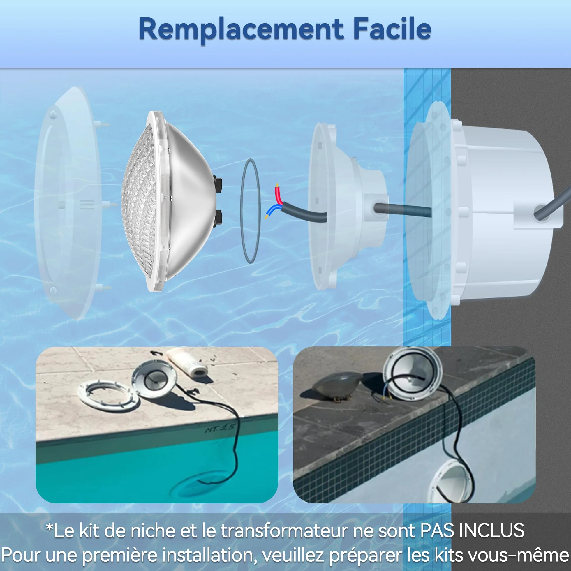 LyLmLe LED Piscine PAR56 30W Projecteur 316L Acier Inoxydable RGB Multicolore IP68 Etanche AC 12V Lot de 2