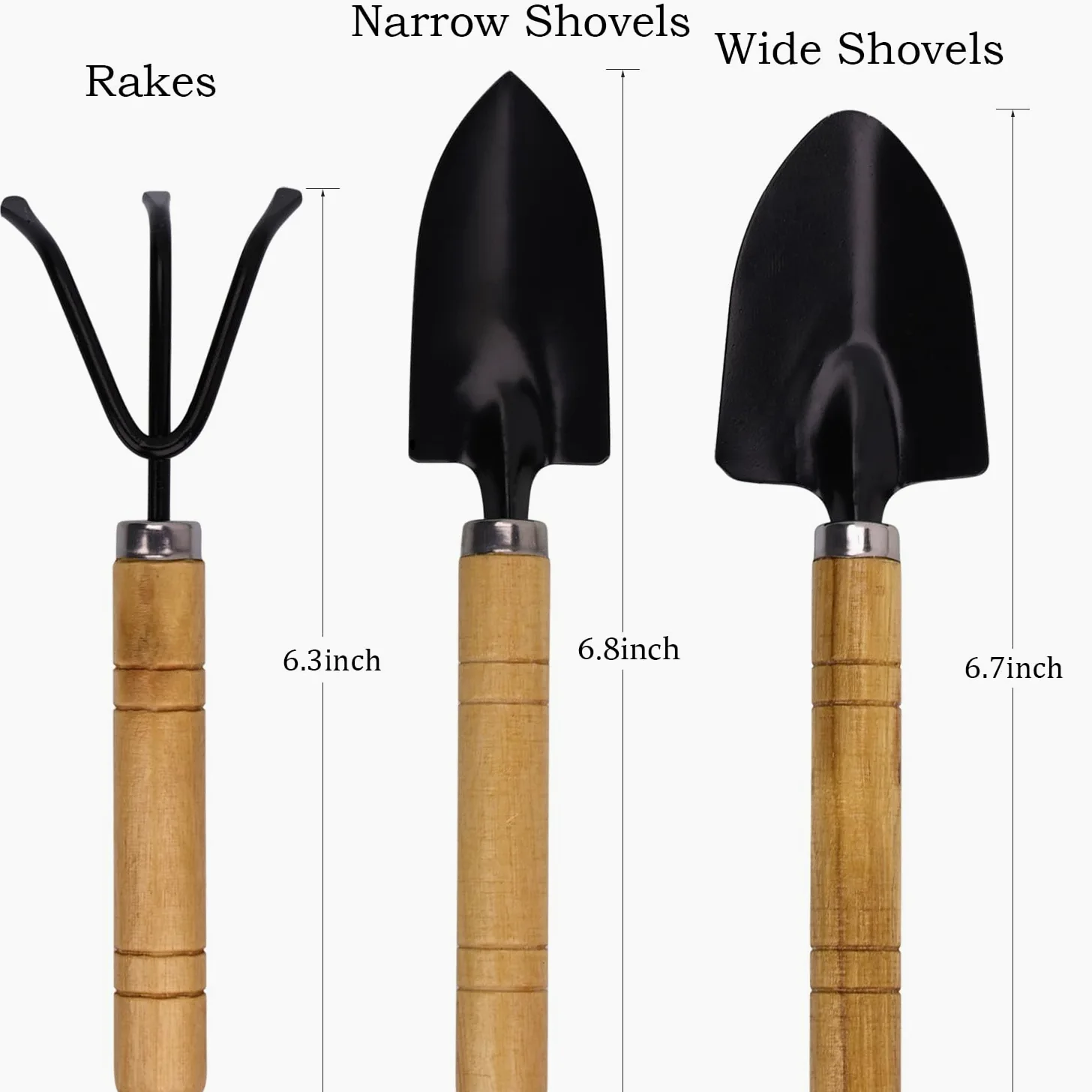 Mini outils de jardinage pour enfants – Kit d'outils de jardin 3 pièces avec pelle, truelle et râteau pour plantes grasses, plantes en pot, jardinage intérieur et extérieur