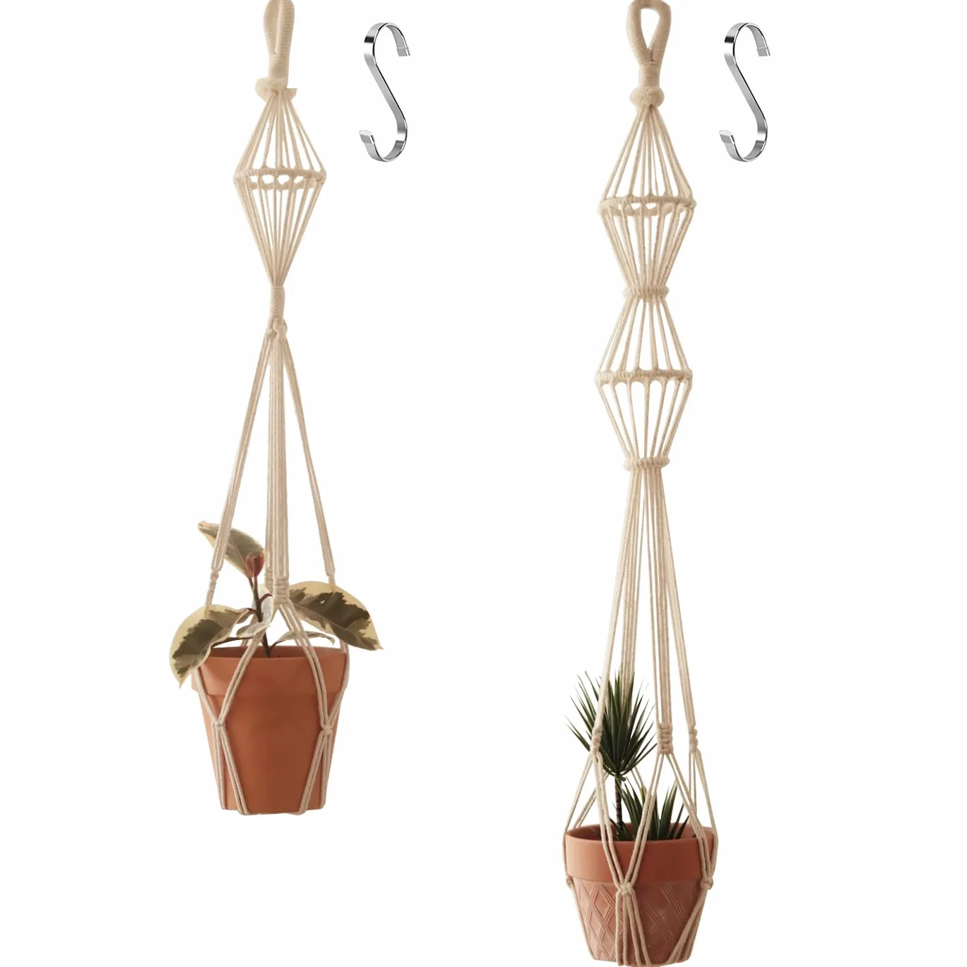 Cintre pour pot de fleurs en macramé (2, noir, XXL)