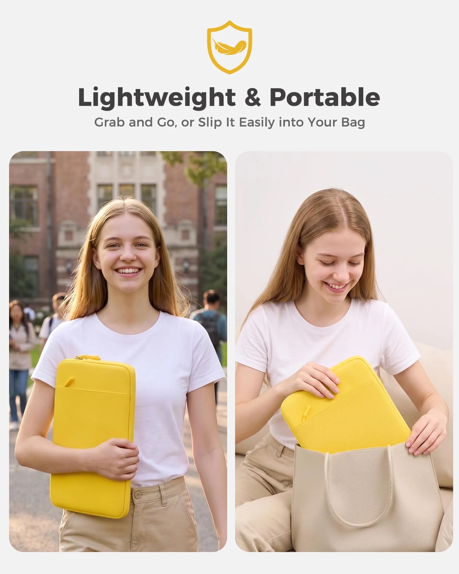 ProCase Housse MacBook Neo 13" 2026 A3404 Pochette Ordinateur Fine Légère Imperméable Jaune agrume