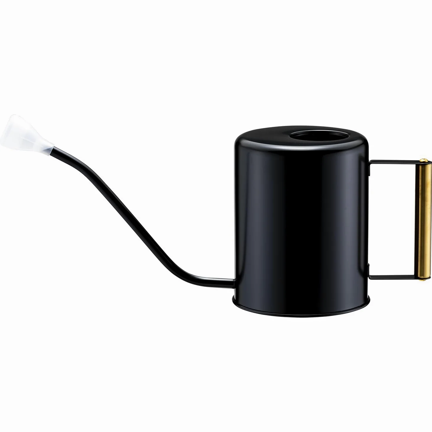 L&H Unico Arrosoir en acier inoxydable de 1,927,8 g à long bec pour arrosage de plantes d'intérieur ou de jardinage extérieur avec 2 becs de pulvérisation amovibles pour fleurs - Noir