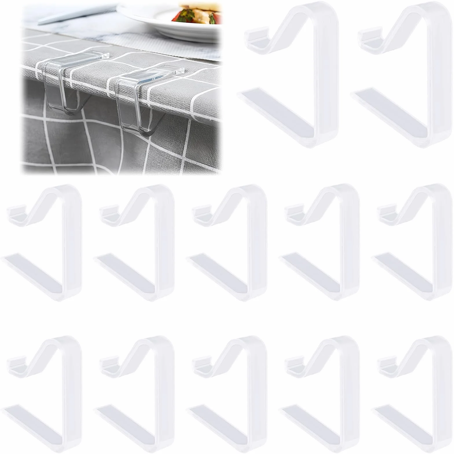 Pinces à Nappe en Plastique Transparent pour Tables 3,5-5 cm 12 Pièces