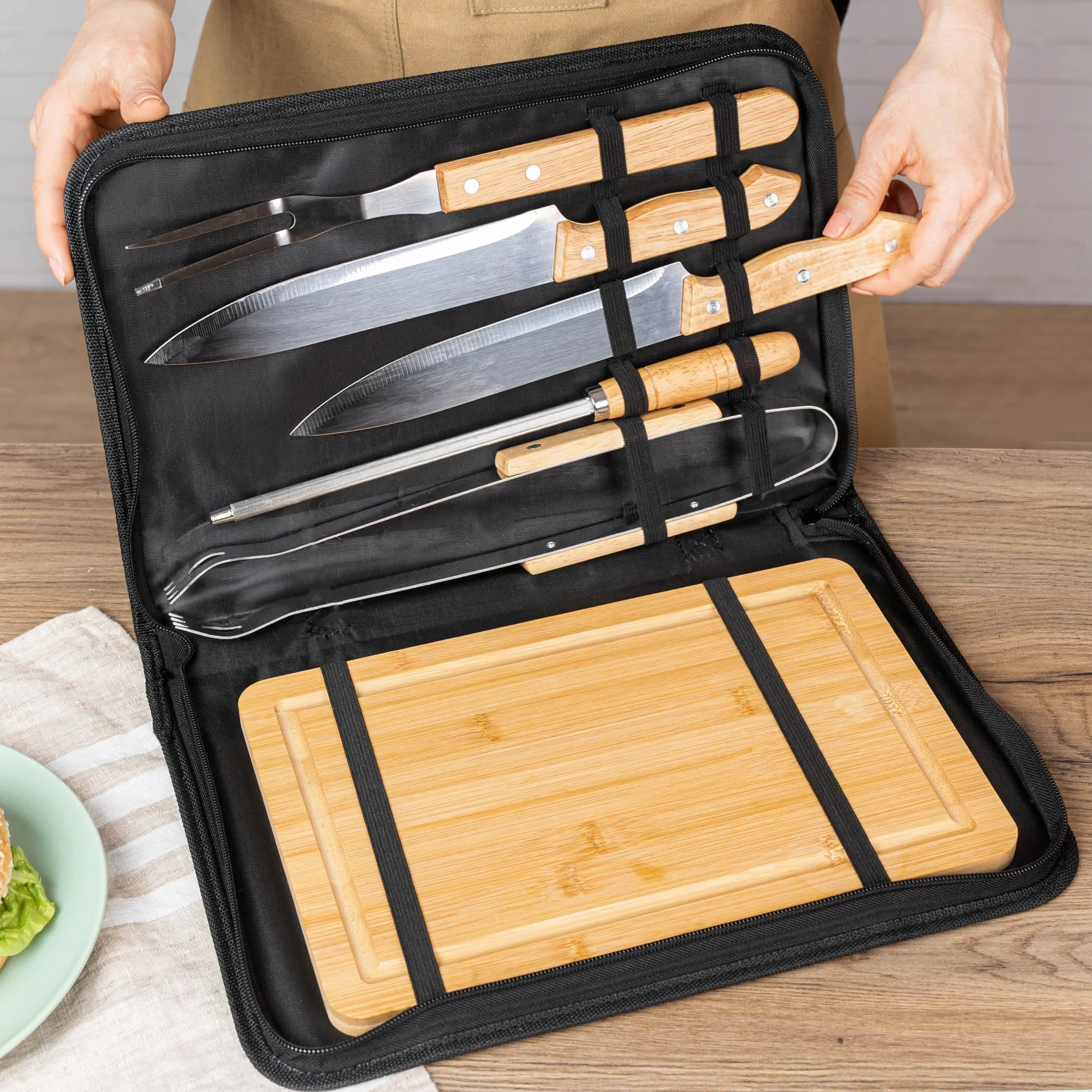 Wanapix Kit Barbecue Personnalisé Ustensiles BBQ Malette 6 Accessoires Set