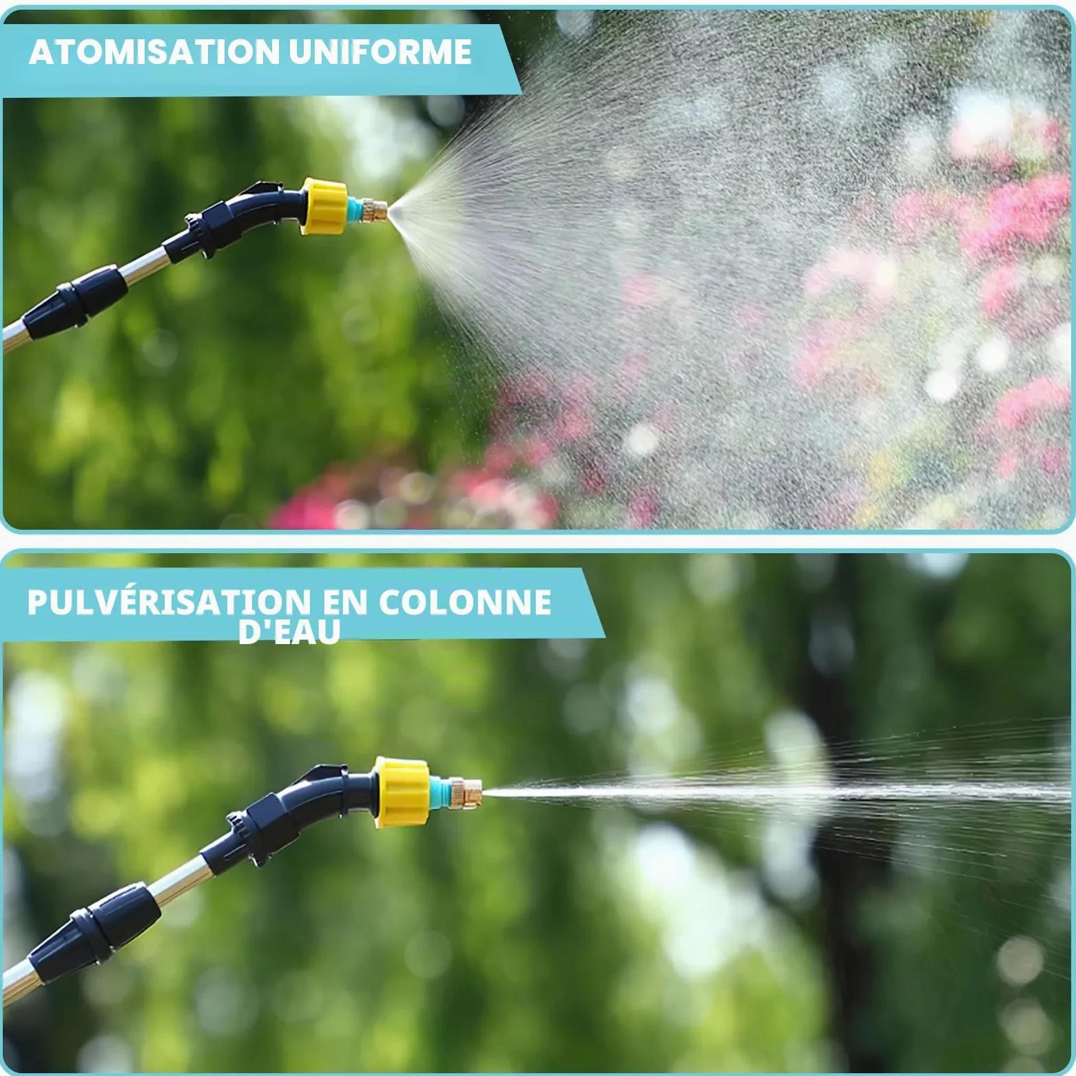 Pulvérisateur à Pression à Batterie 8L Pulvérisateur Électrique Puissant avec 3 Buses de Brume, Pulvérisateur de Jardin à Poignée Rechargeable avec Bandoulière Réglable (Bleu Clair)