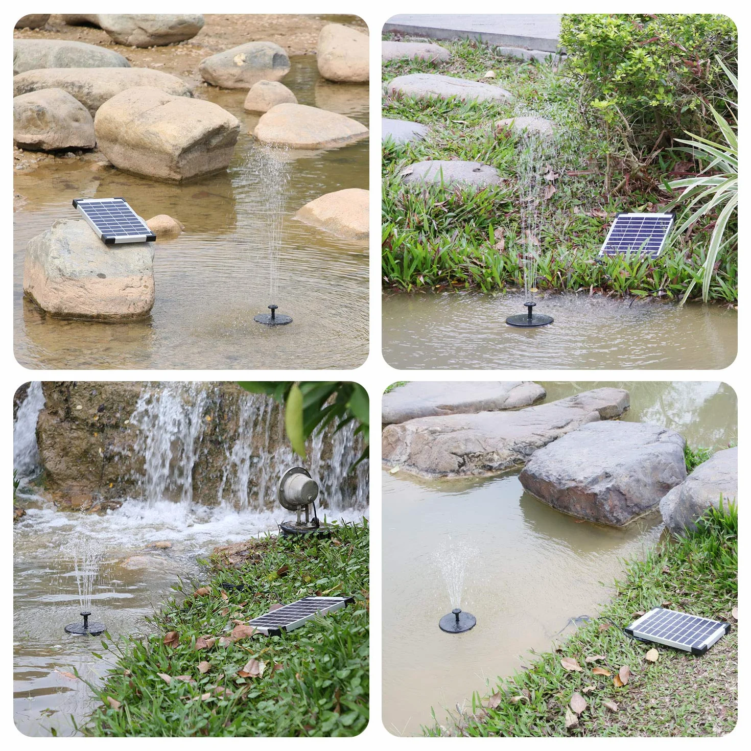 AISITIN Fontaine Solaire Flottante 5,5 W avec Batterie | Pompe pour Bassin Jardin Aquarium Bain d'Oiseaux et Étang Extérieur