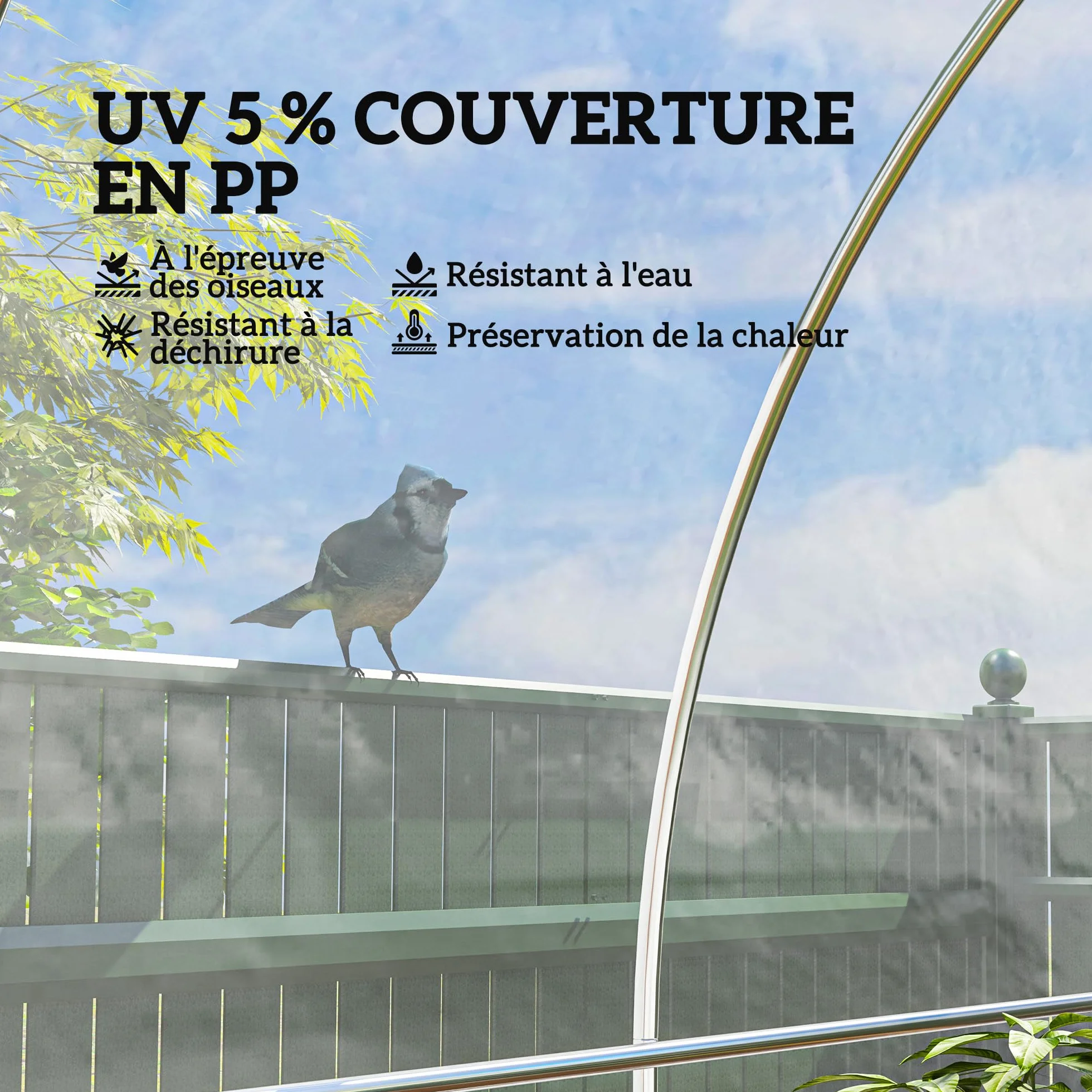 Outsunny Bâche pour Serre Plastique Transparente 6 x 10 m Imperméable Résistante aux UV Polypropylène 150g/m²