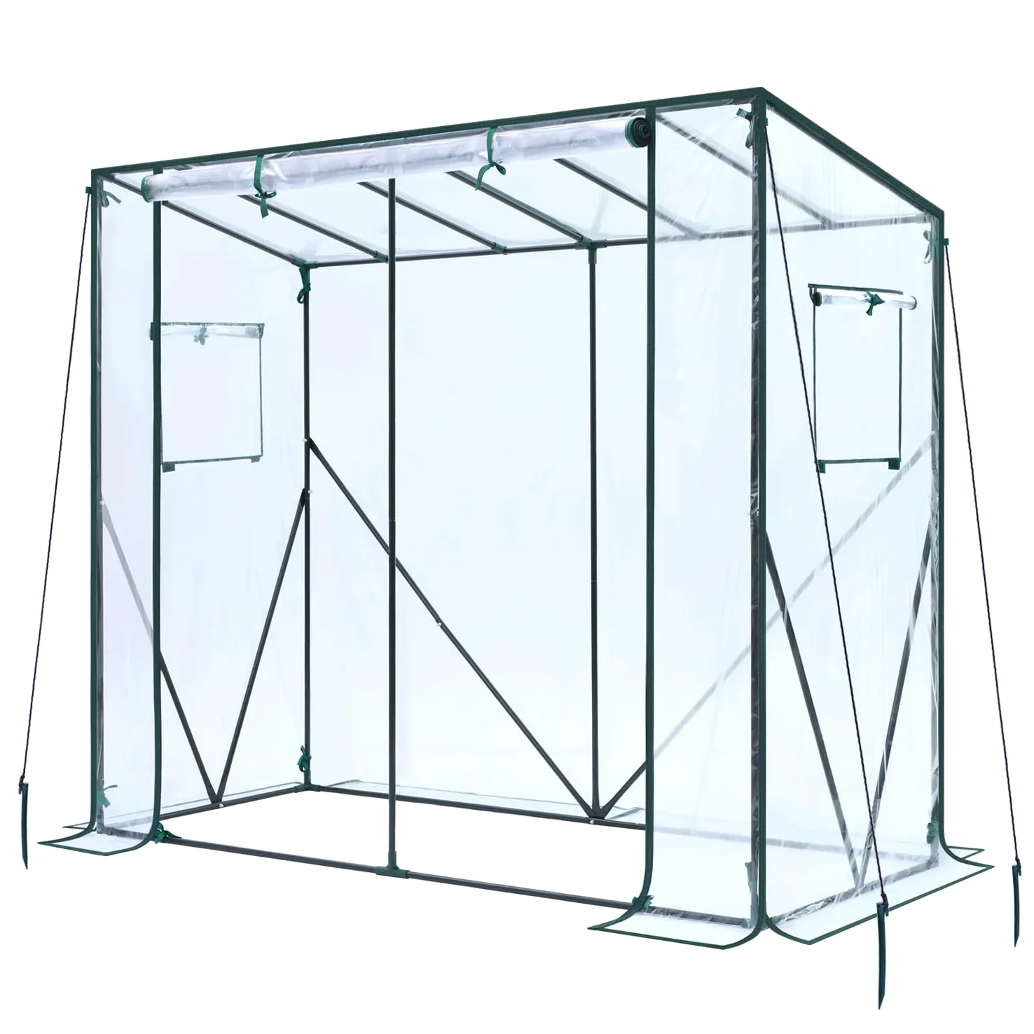 Ohuhu Serre d'entrée pour l'extérieur : serre portative en plastique robuste avec porte enroulable à fermeture éclair et housse en PVC pour l'extérieur pour plantes d'hiver, abri de jardin 200 x 77 x