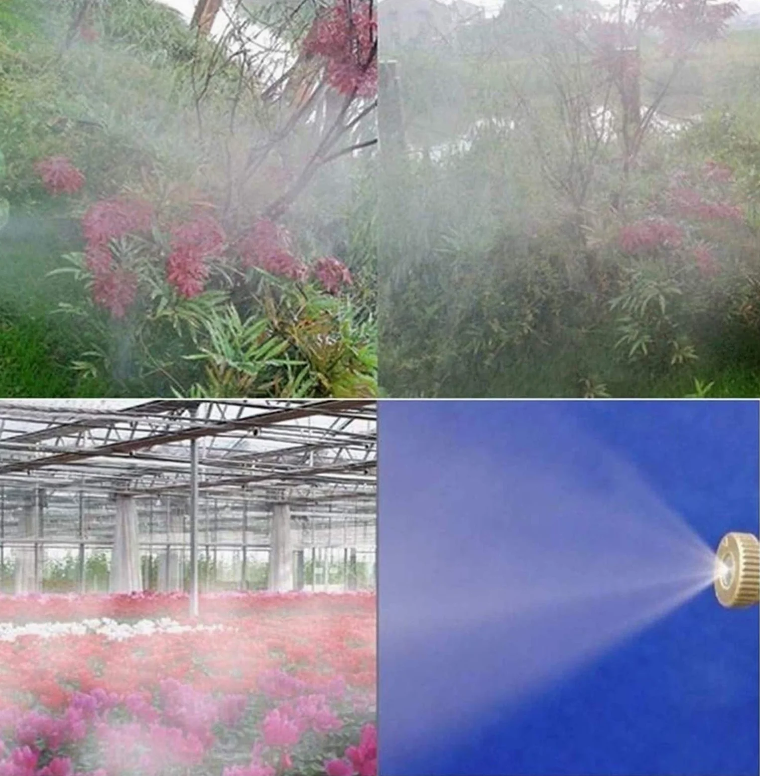 Kit de buse de brumisation haute pression 50 pièces, buses brumisatrices en laiton pour système de refroidissement de jardin, têtes de pulvérisation filetées anti-goutte de 3/16"