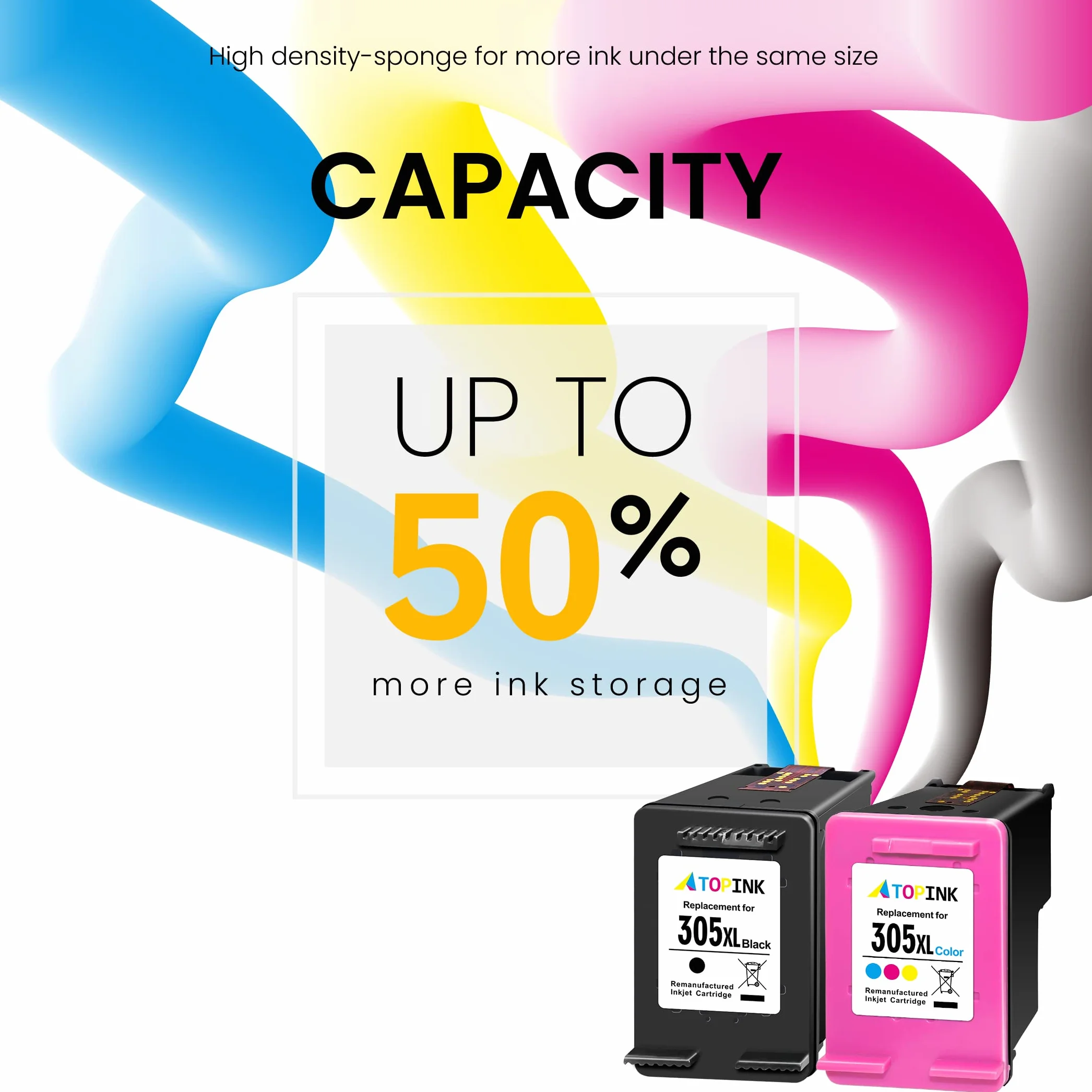 HP 305XL Cartouches Remplacement Noir et Couleur pour HP 305XL, 305 XL, Deskjet 2820e 2700 2810e 2720e, Deskjet Plus 4200 4220e, Envy 6000 6010e 6020e 6030e, Pro 6420e 6430e