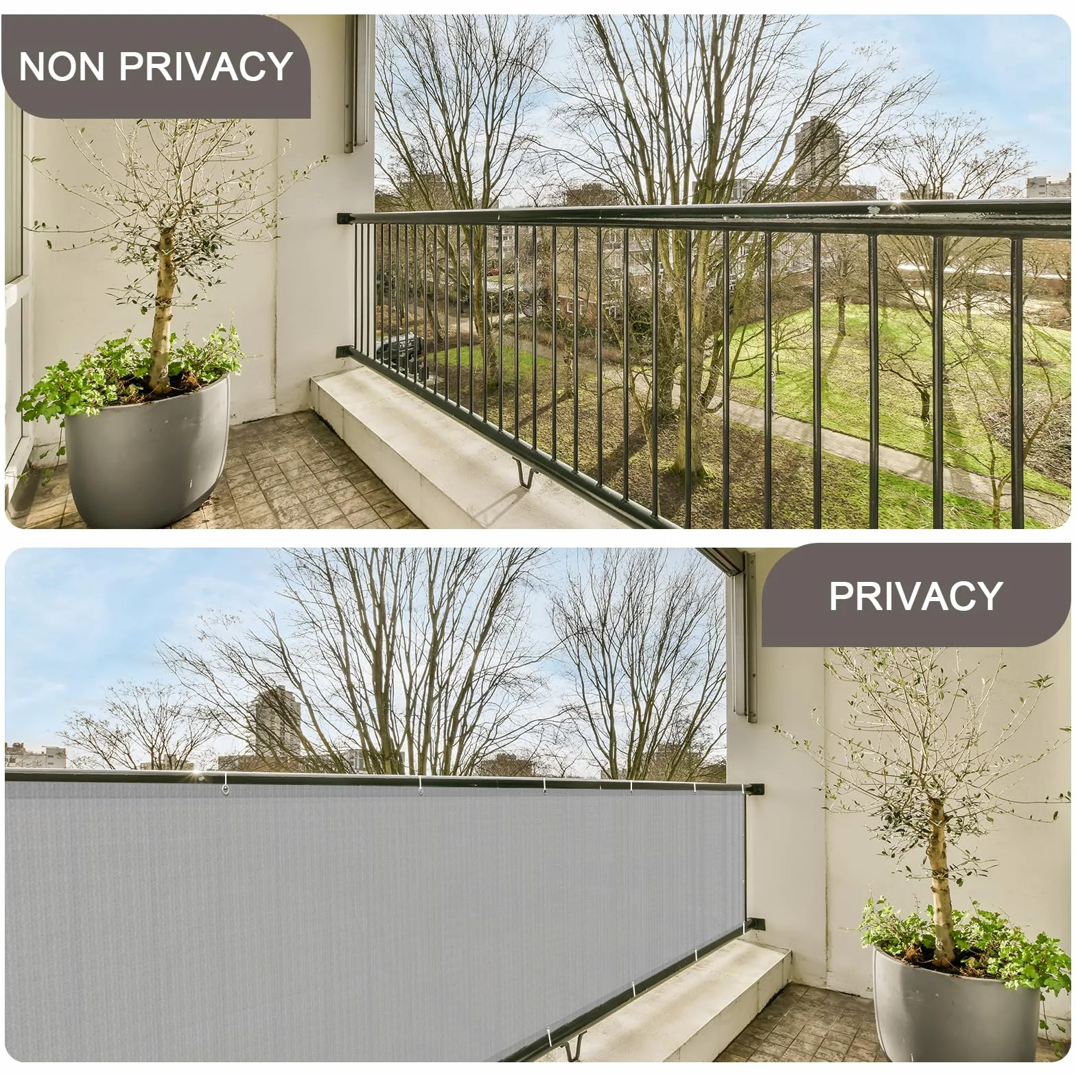 SUNNY GUARD Brise Vue Balcon 100x600cm HDPE Protection Solaire Respirabilité Gris