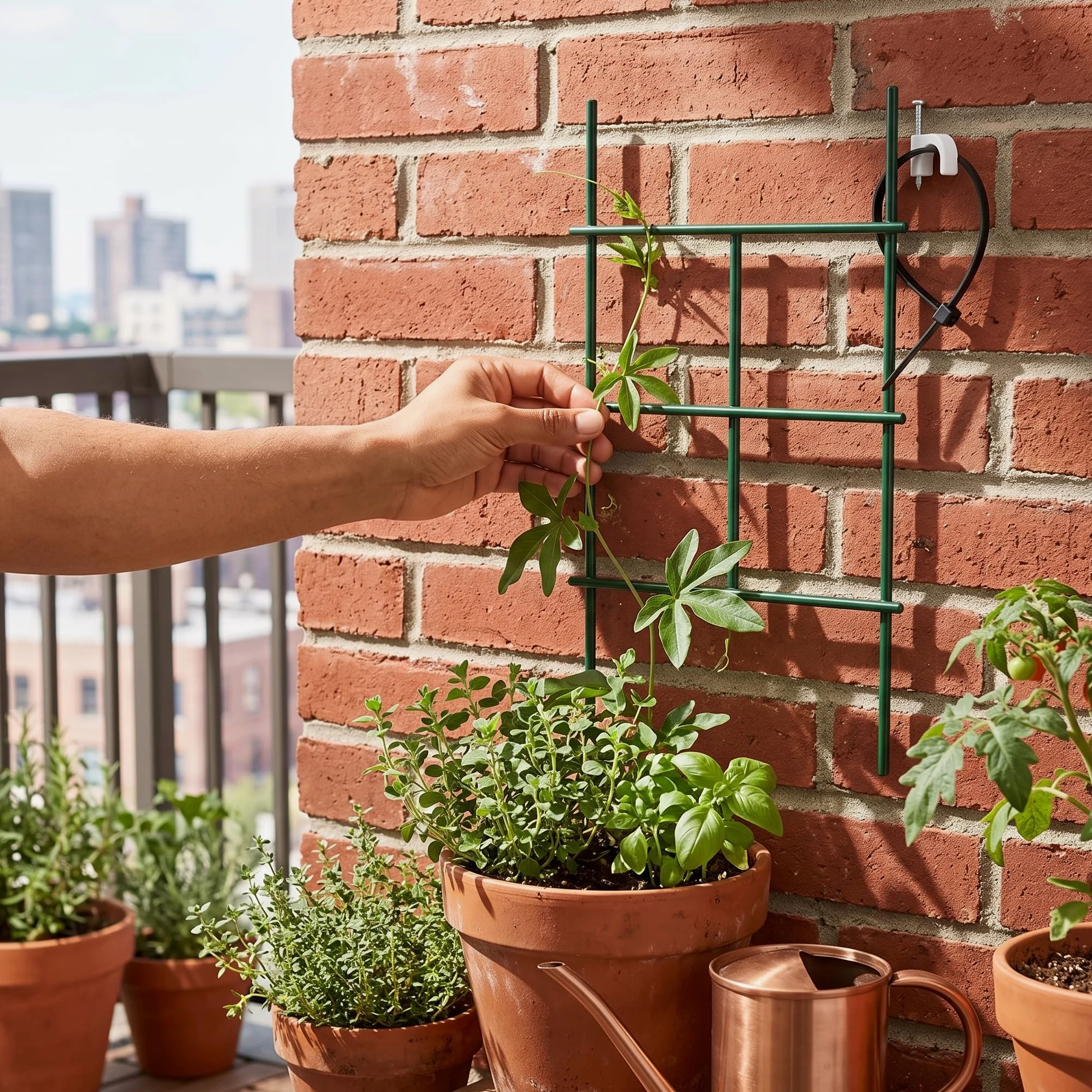 Treillis Plante Grimpante Extérieur pour Jardin et Mur – Support Métallique Anti-Brûlure, Vert foncé, 1 mètre de Haut, 6 cm de Trou, 7 mètres de Long