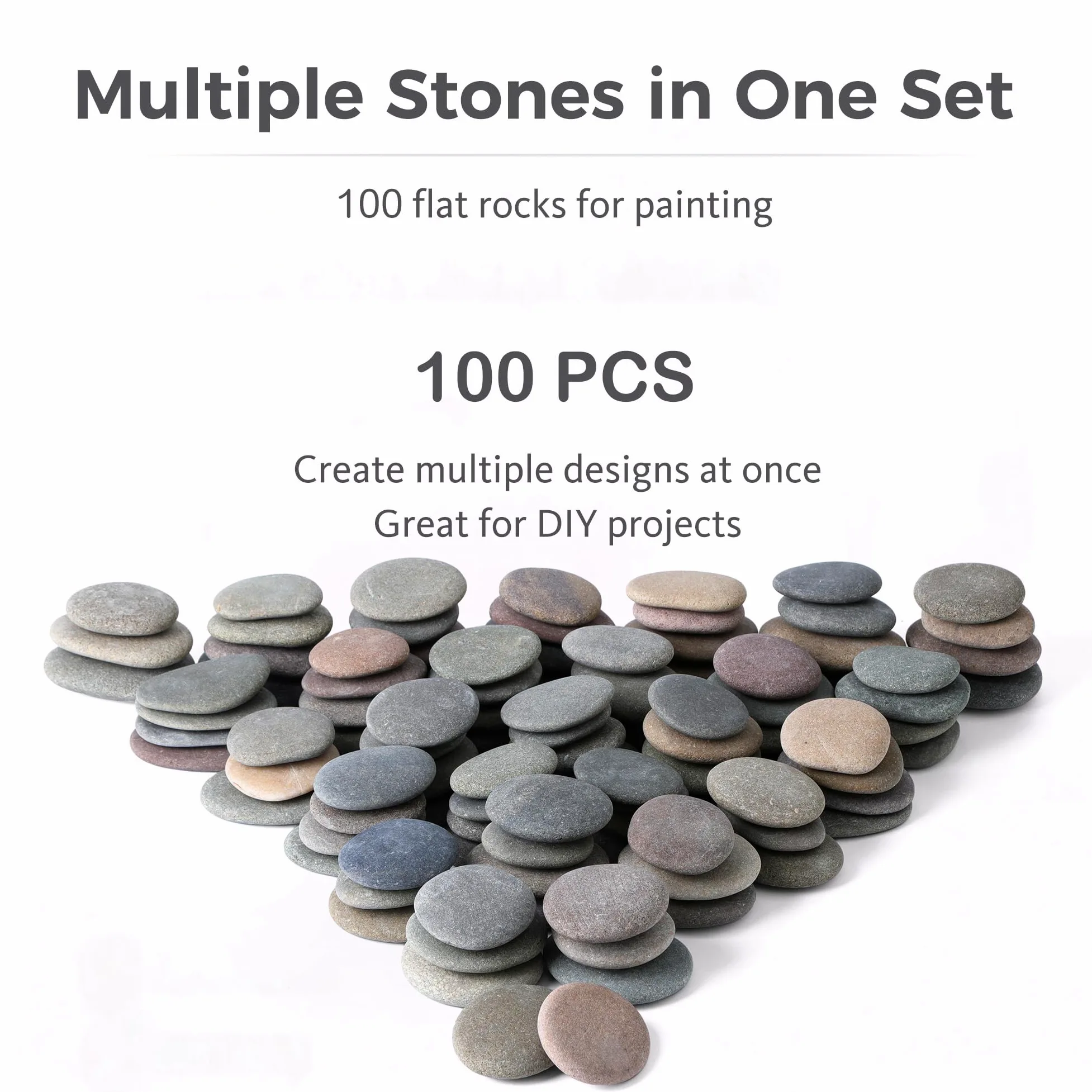 ROCART Lot de 100 grandes pierres de rivière naturelles lisses de 5,3 à 8,4 cm pour peinture, peinture plate et pierres artisanales pour arts, roches de gentillesse, projets de jardin et de salle de