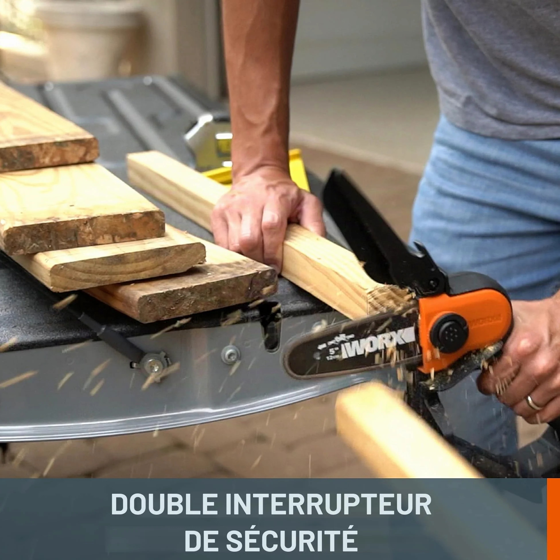 WORX Tronçonneuse Sans Fil WG324E.1 20V Max guide 5"/12cm avec Perche 125cm | Réglage Sans Outil Mini-tronçonneuse/Élagueuse,Perche Télescopique,PowerShare 2.0Ah Batterie et Chargeur Inclus pour Élagage