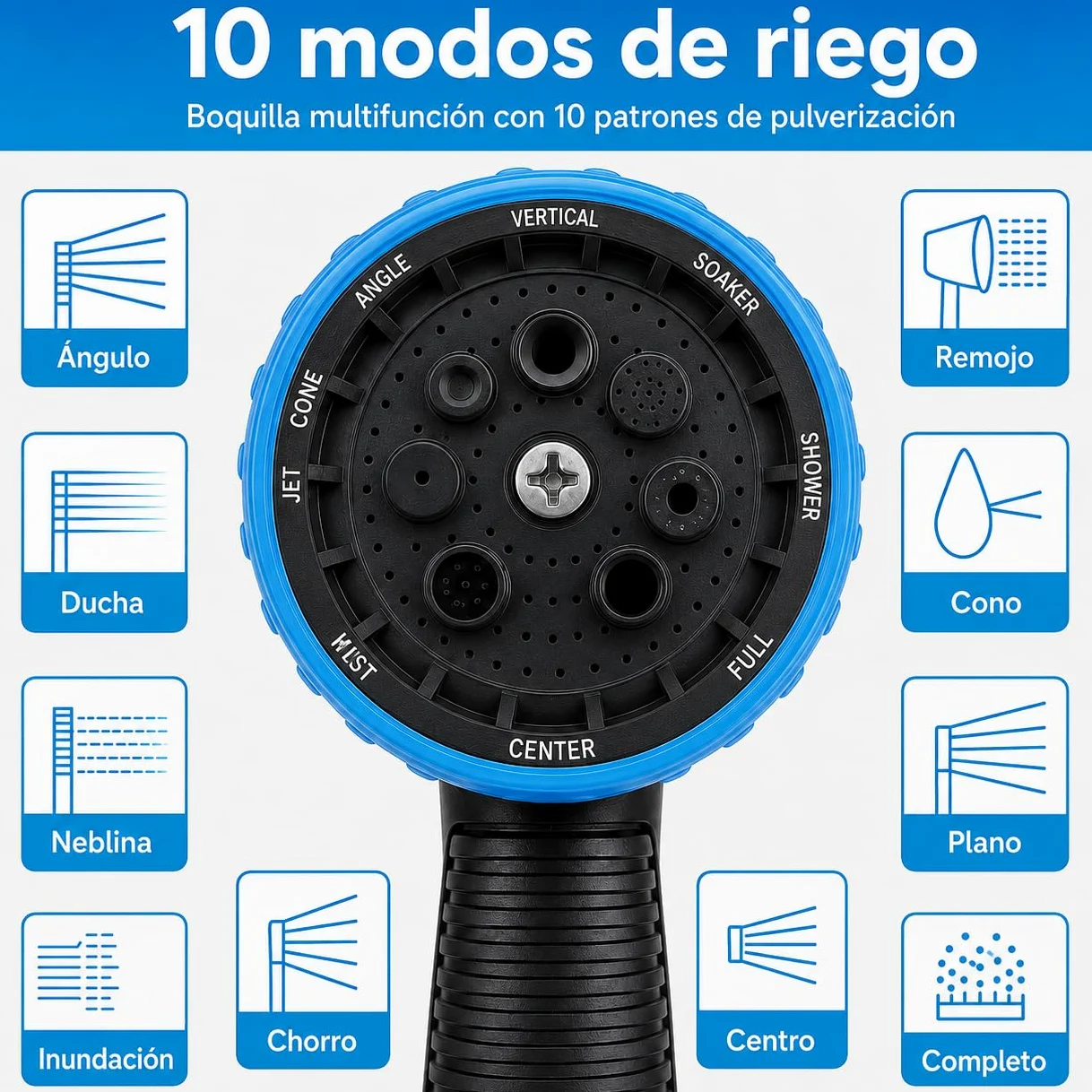 Tuyau d'arrosage extensible 15 m, tuyau d'arrosage rétractable, tuyau d'arrosage flexible avec 10 fonctions, adaptateur 3/4", connecteur en laiton massif, pour maison