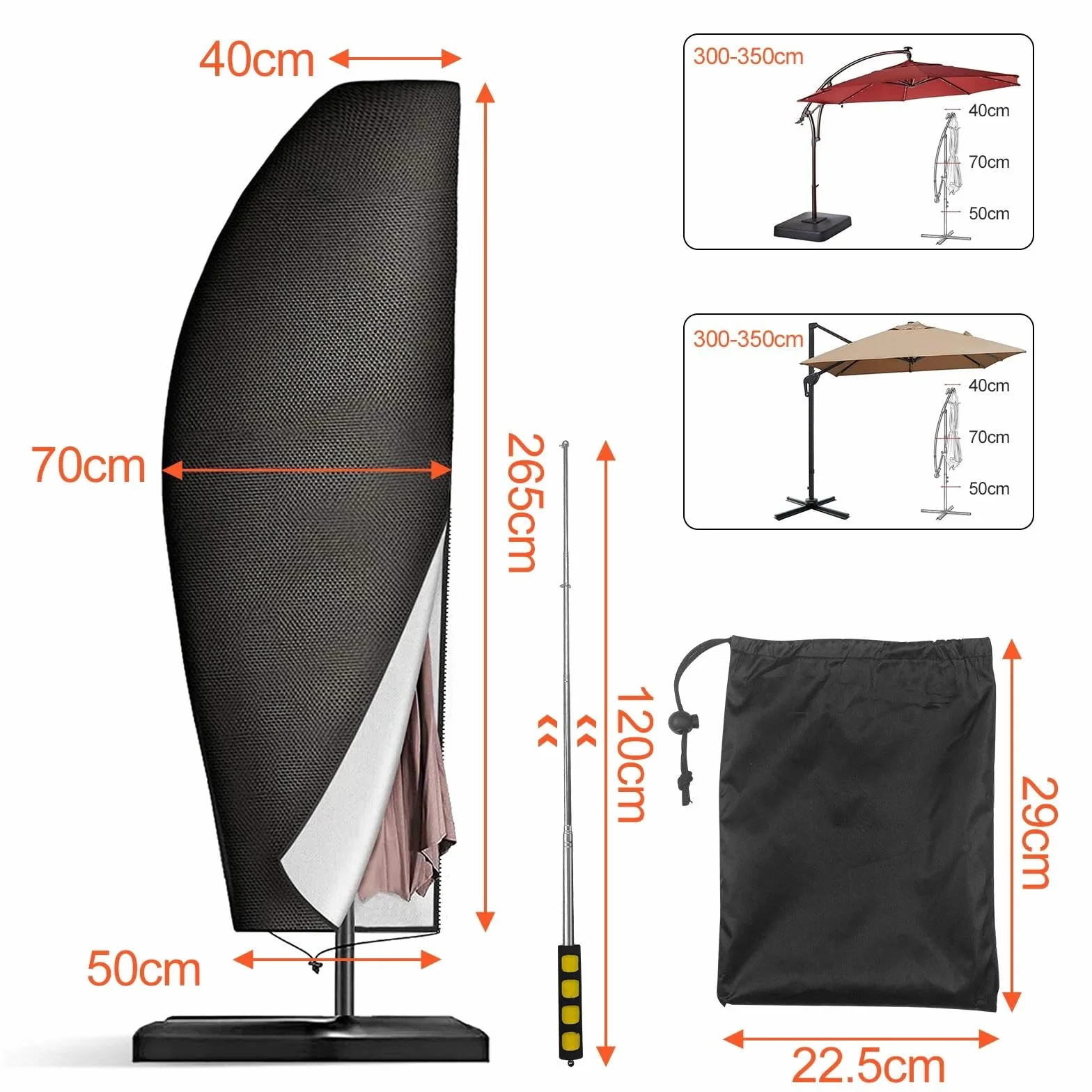 Housse Parasol Déporté Imperméable Tissu Oxford Protection UV Bache Exterieur Jardin