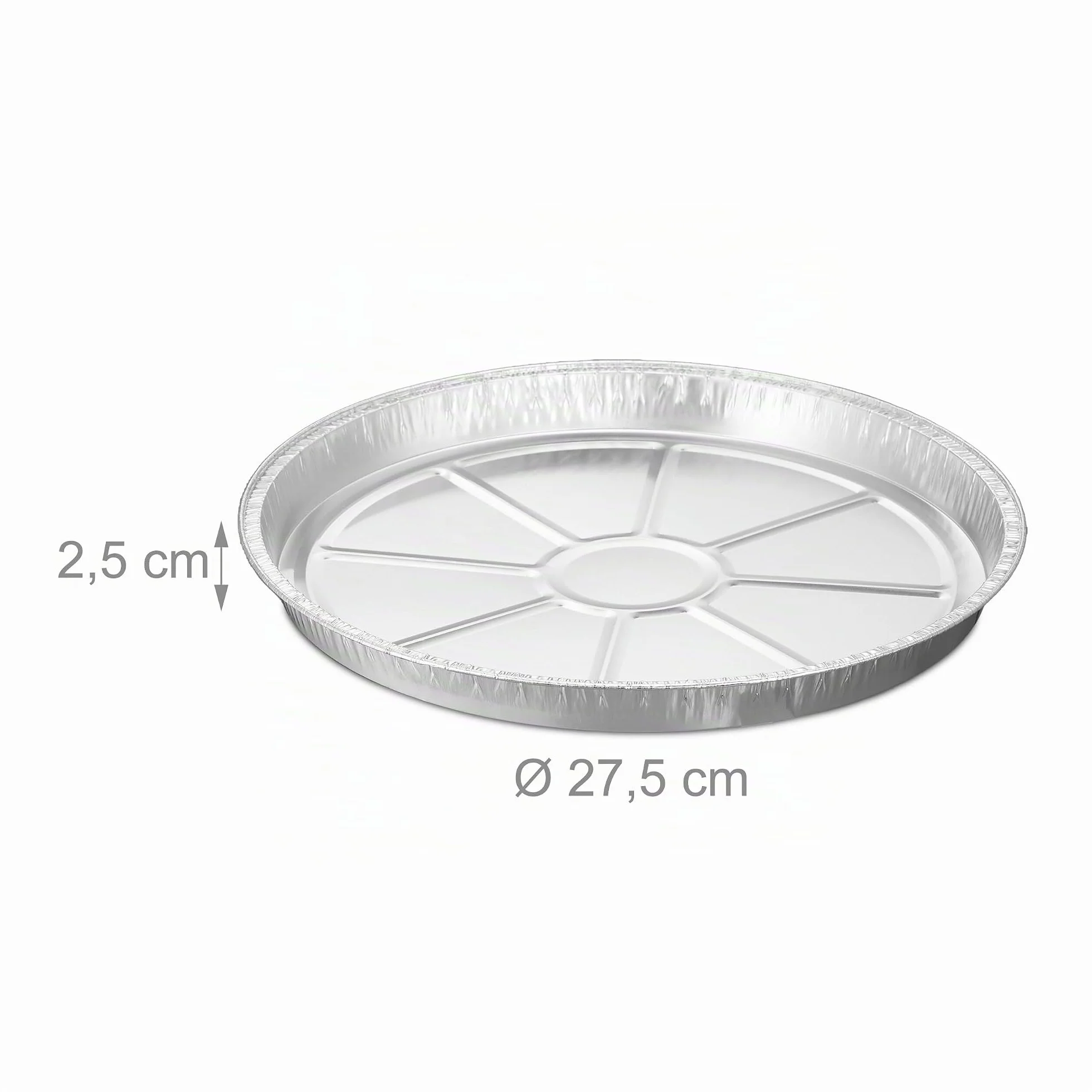 Relaxdays Barquettes Rondes en Aluminium Lot de 50 2,5x27,5 cm Moules Tartes Accessoires Barbecue Argenté