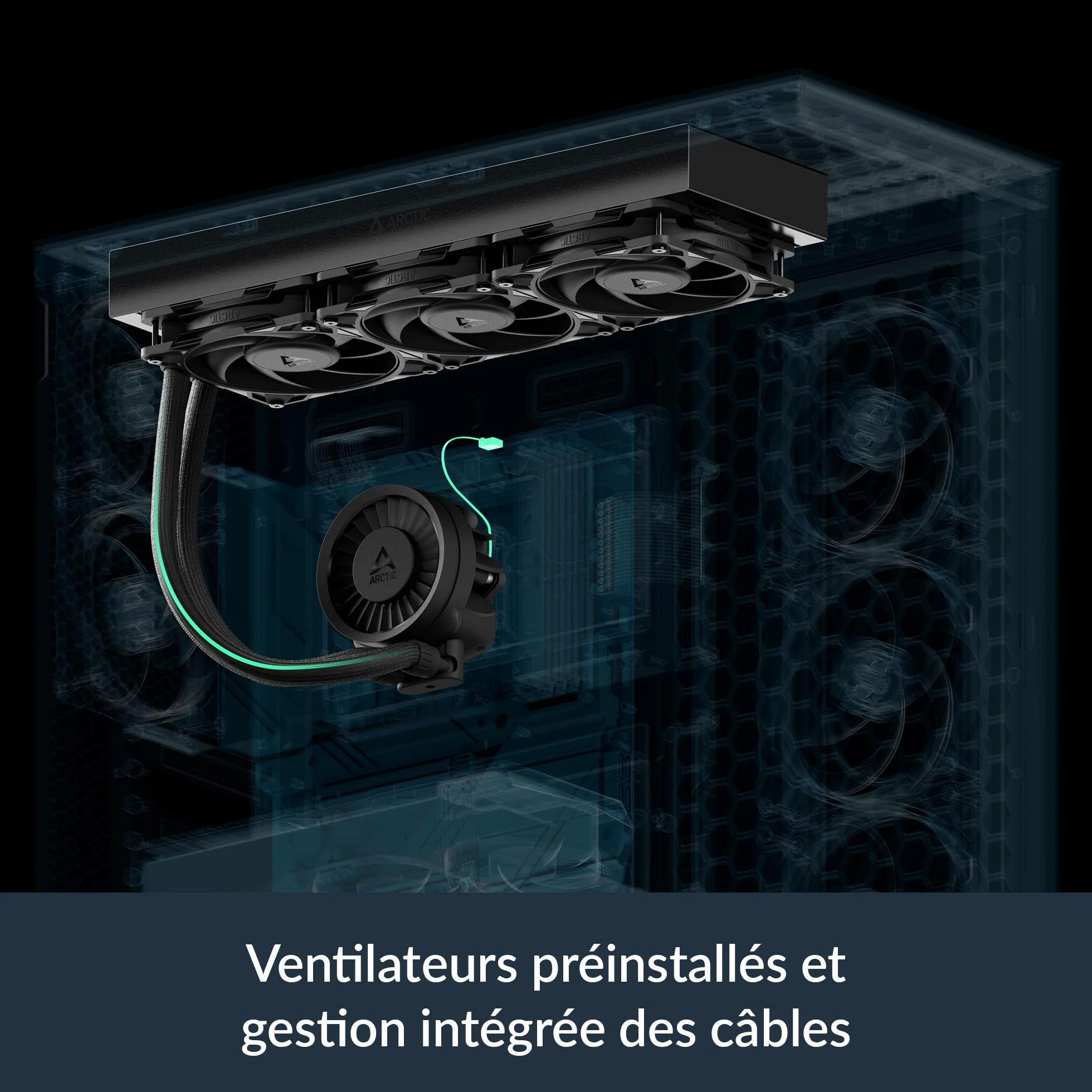 ARCTIC Liquid Freezer III Pro 360 AIO CPU Cooler, 3x120mm Water Cooling, 38mm Radiator, PWM Pump, VRM Fan, AMD AM5/AM4, Intel LGA1851/1700 Noir
