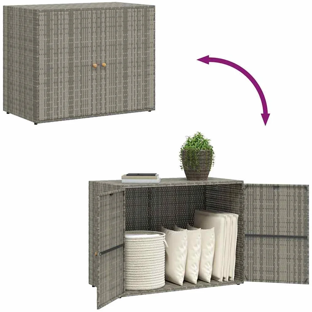 Armoire de rangement jardin Résine tressée Gris 100x55,5x80 cm