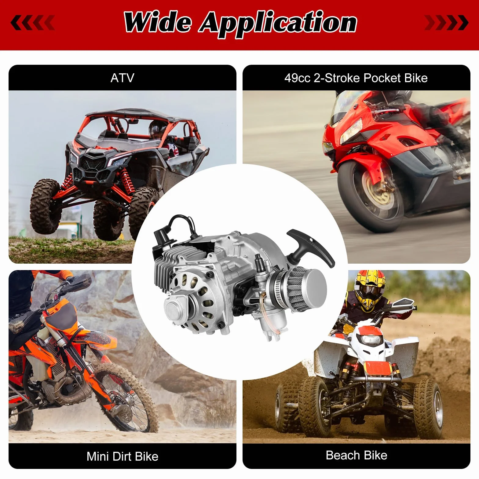 Kit démarrage mini moteur 2 temps 49 cc pour Pocket Quad Dirt Bike