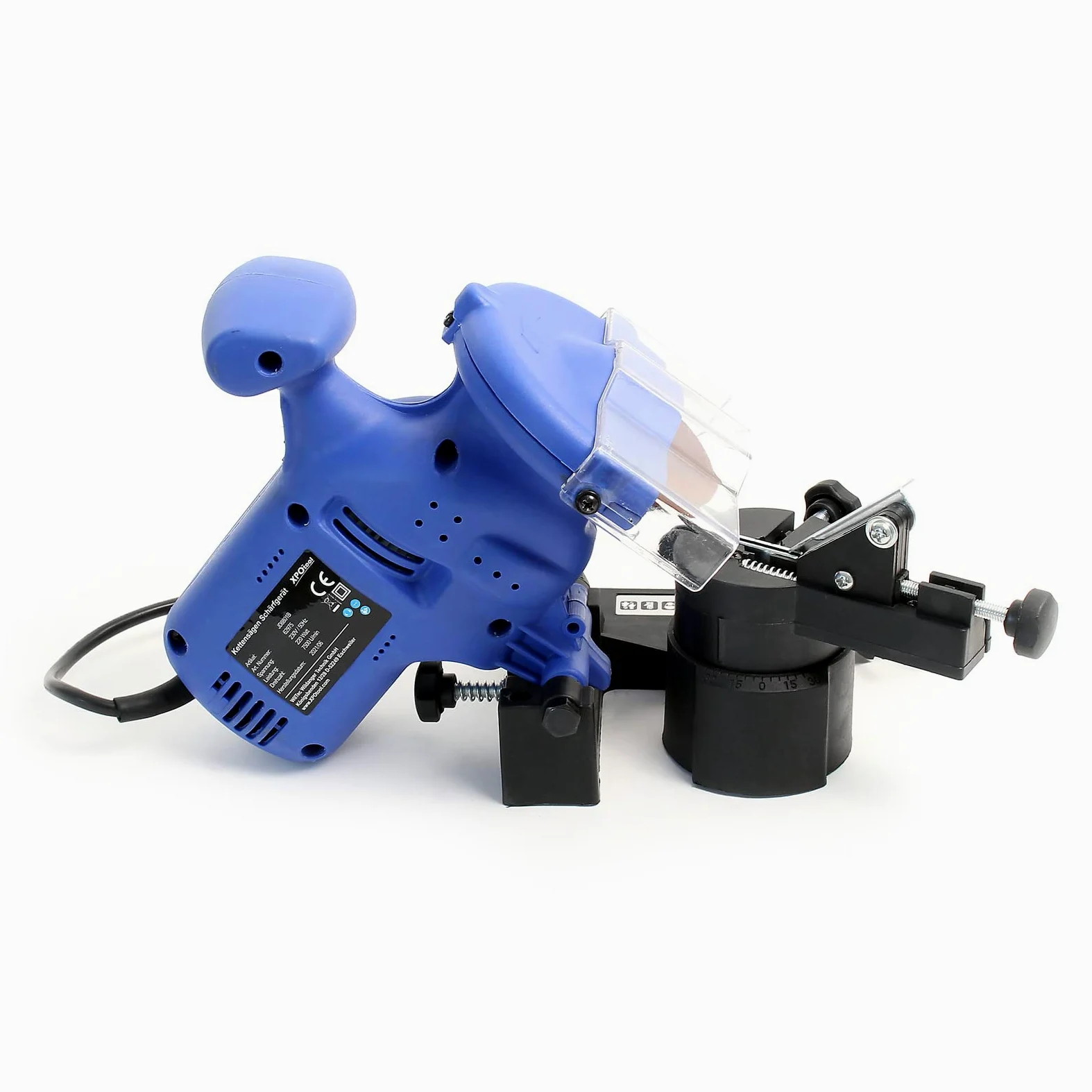 Wiltec Affûteuse pour chaîne de scie – 220 W, 7500 tr/min – Dispositif de serrage rotatif 35° – avec Meule – Lime Tronçonneuse universelle