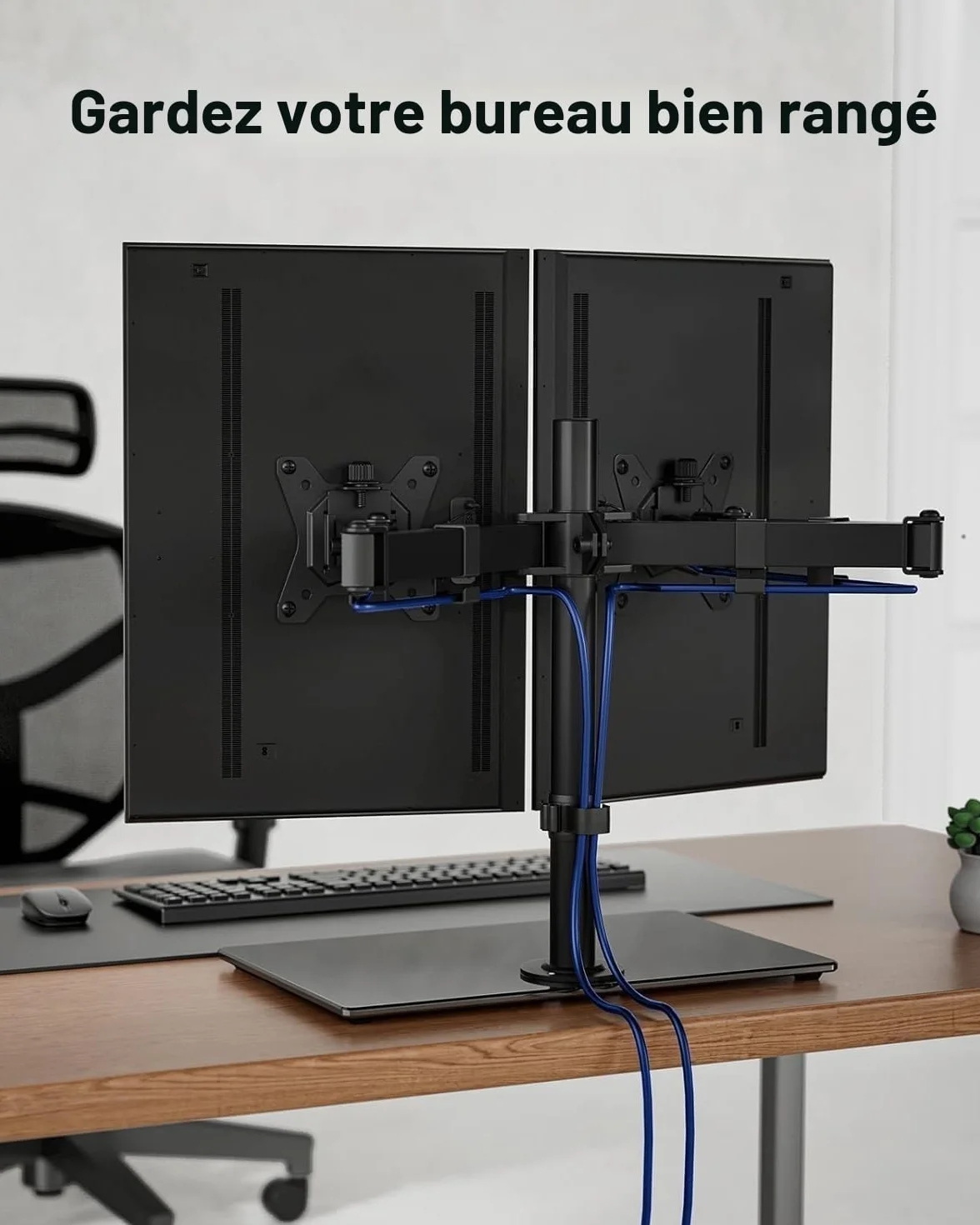 ErGear Support Double Écran PC 13"-32" Inclinaison ±45° Rotation 360° Poids Max 8 kg Gaming