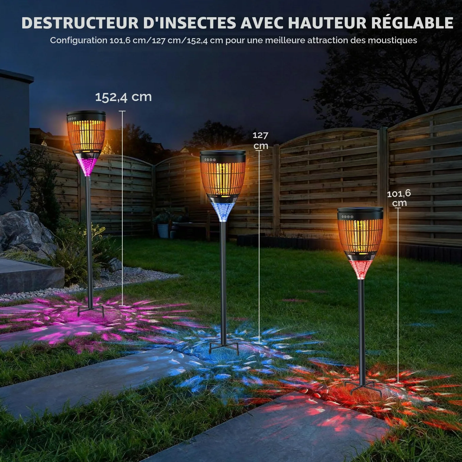 Anysun Anti Moustique Extérieur Solaire, Lampe Anti Moustique 4200V | Lumière Flamme & Projecteur Nébuleuse, Rechargeable USB, IPX5, Capteur Intelligent, pour Terrasse, Jardin, Camping
