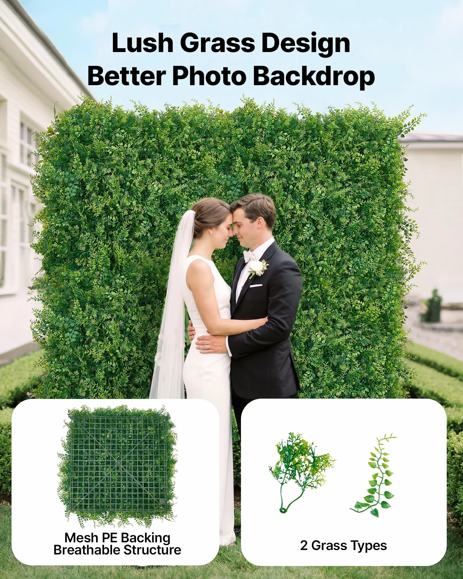 VEVOR Mur Végétal Artificiel 50,8x50,8 cm Haie Artificielle Lot de 12 Panneaux de Verdure Artificielle Brise Vue de Balcon pour Décoration, Mariage, Intérieur et Extérieur, Clôture de Jardin, Terrasse