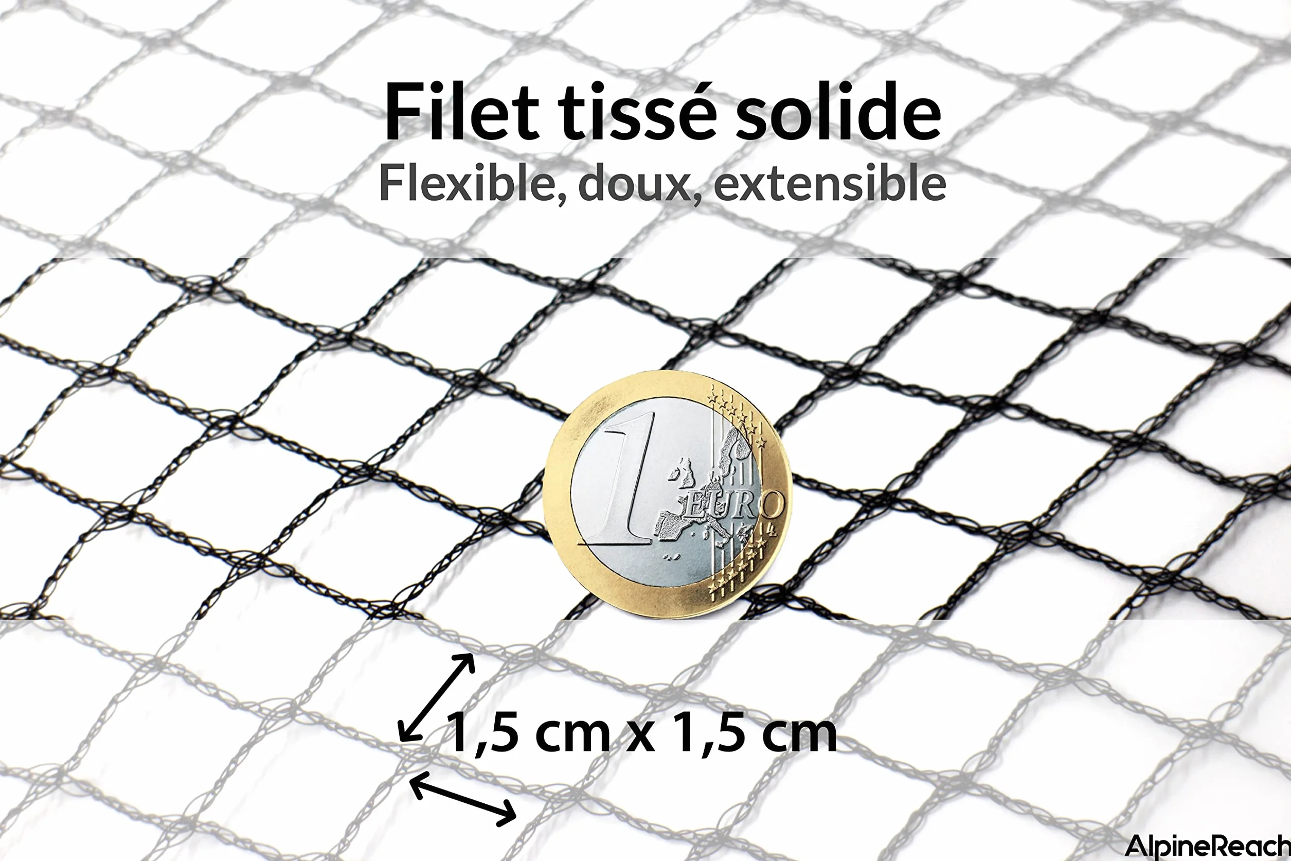 AlpineReach Filet Anti-Oiseaux Noir 2m x 20m Filet de Jardin Résistant Réutilisable