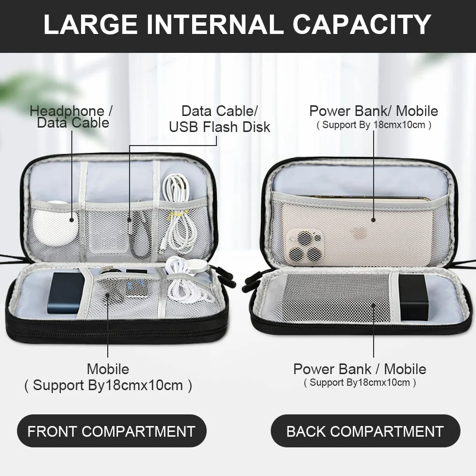 Etui Disque Dur Externe Étanche Sac de Câble de Voyage Grande Capacité Antichoc Portable Organisateur