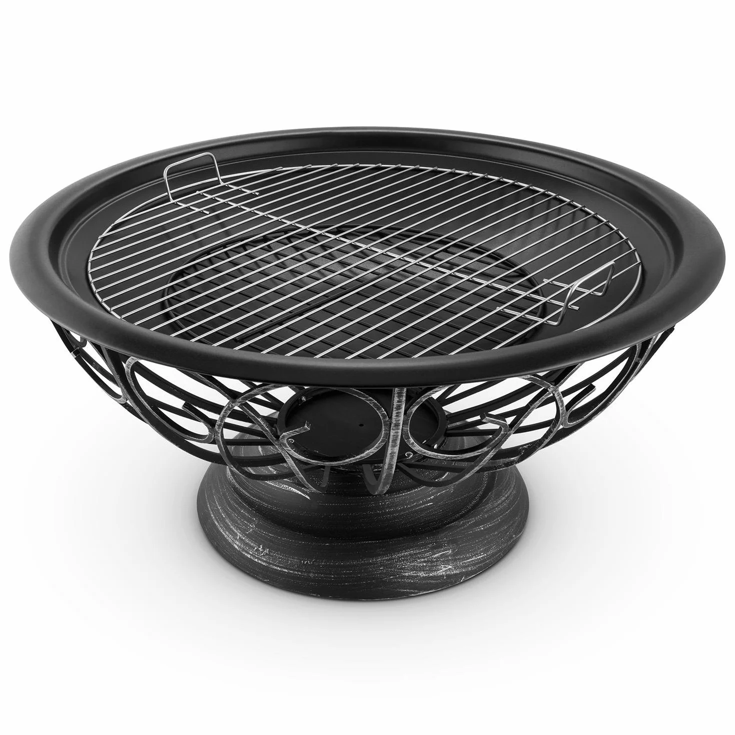 Blumfeldt Brasero de Jardin 75 cm Foyer Large Grille 60 cm Barbecue Tulip Noir