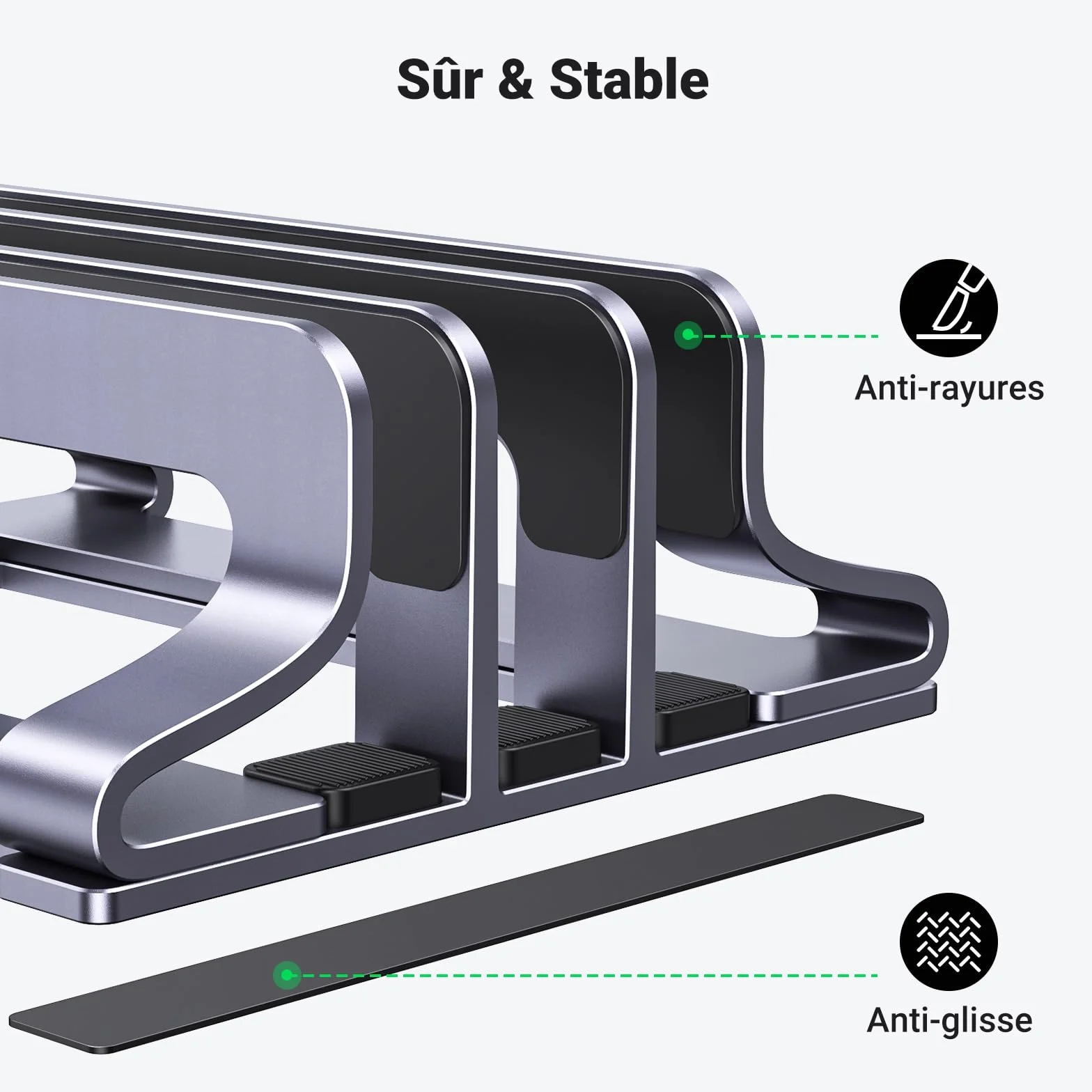 UGREEN 3 en 1 Support Ordinateur Portable Vertical Laptop Stand Triple Fente Porte Bureau Réglable Compatible MacBook Pro Air