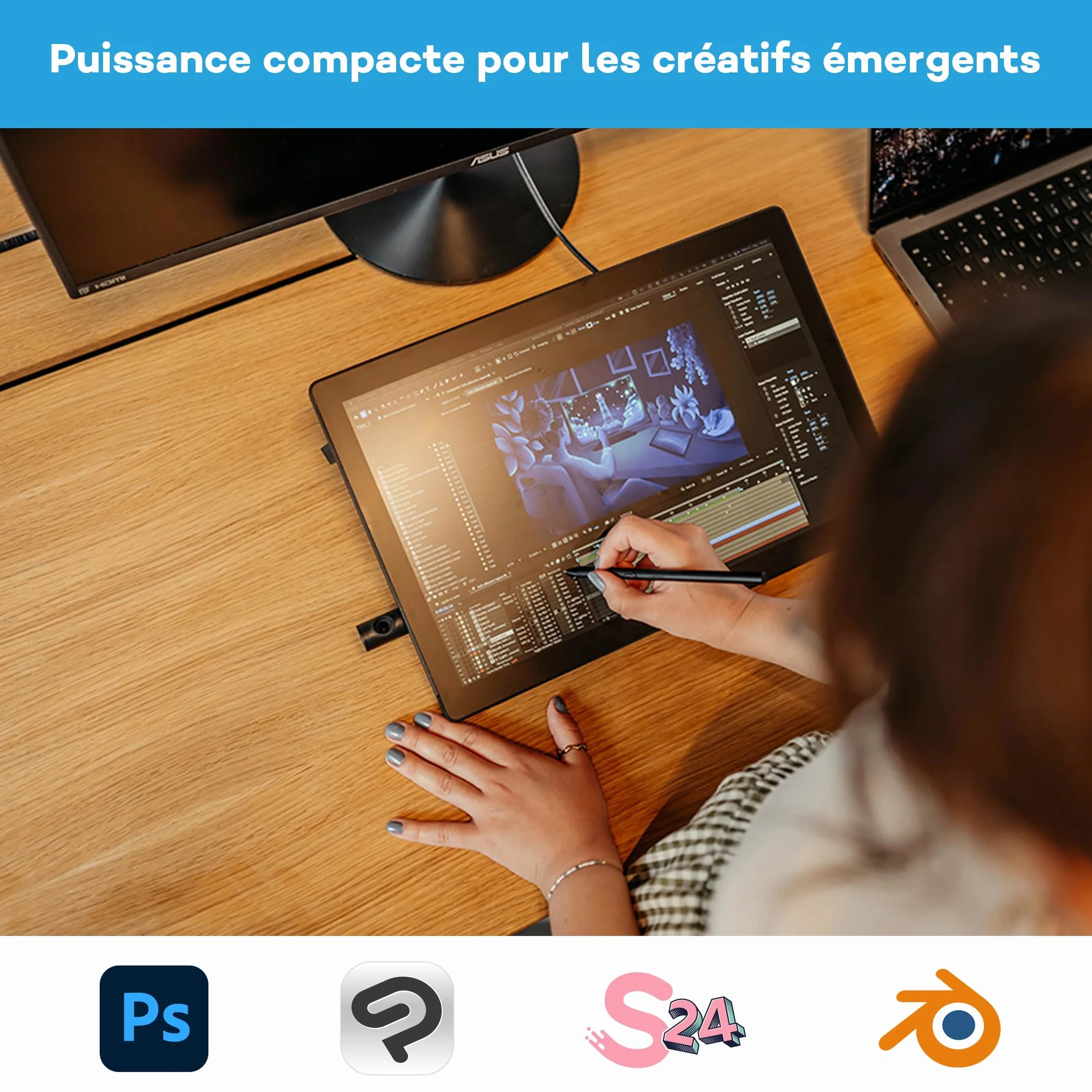 Wacom Cintiq 16 (Édition 2025) Tablette Graphique Écran Stylet 2.5K Wacom Pro Pen 3 Verre Anti-Reflets Support Pliable USB-C