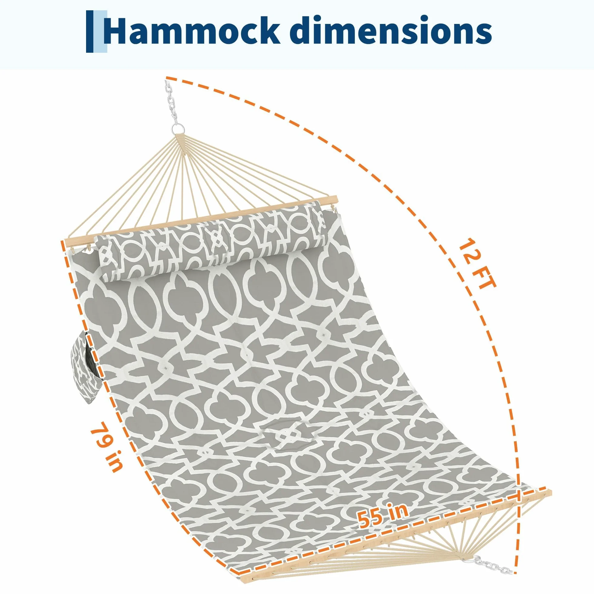 Hamac Double Barres En Bois 350×140 cm − Toile Matelassée Rembourrée Confortable Pour 2 Personnes, Hamac d'Extérieur Pour Jardin Terrasse Balcon, Idéal Sieste, Avec Sac De Rangement, Multicolore