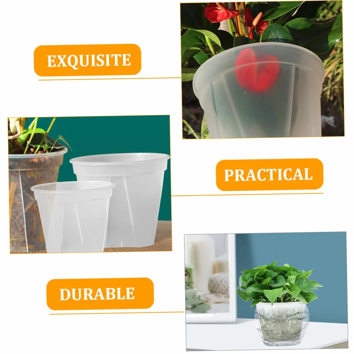 TOYANDONA Pots de Rempotage Transparents pour Orchidées Lot de 2 Plastique Robuste Diamètre 27 Cm