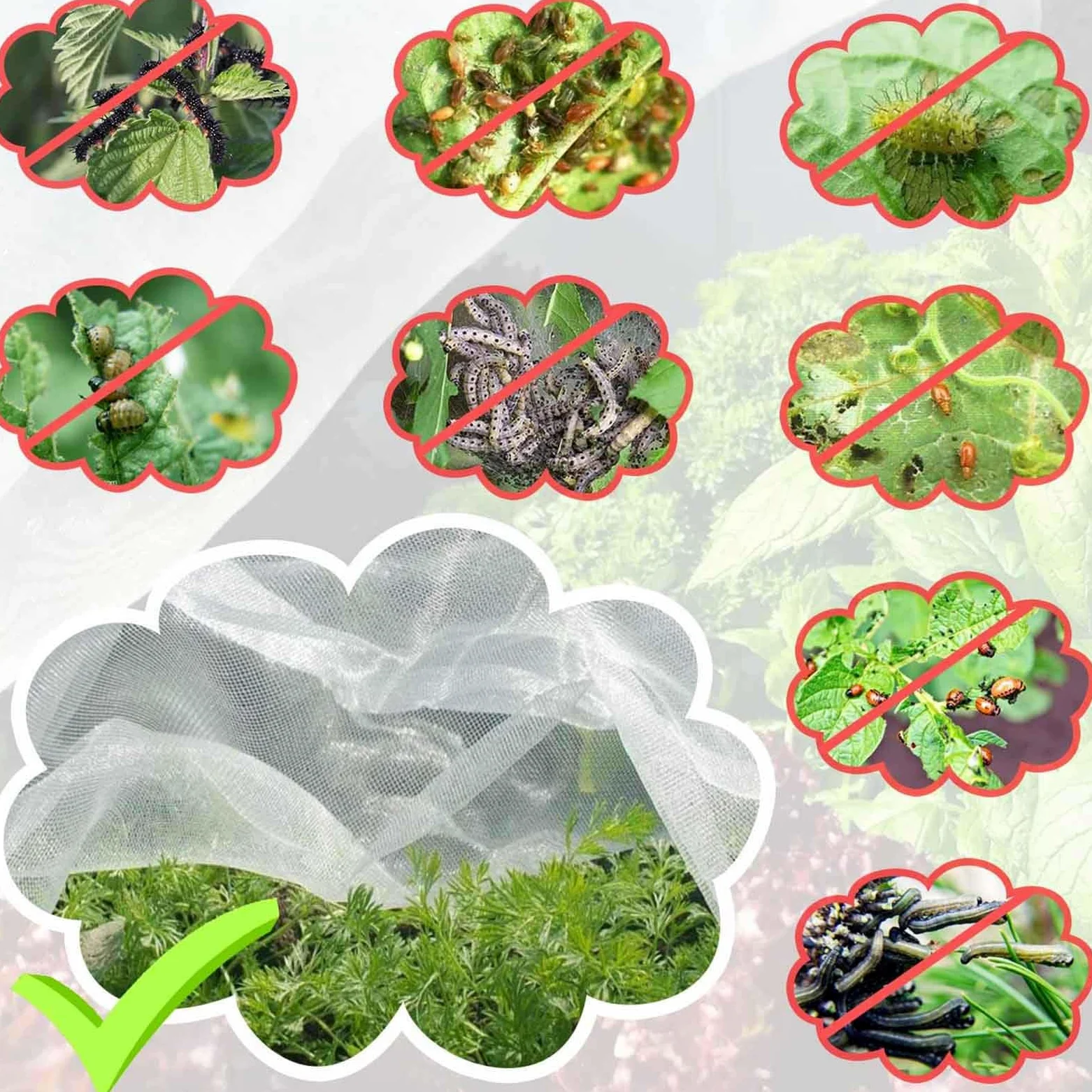 Filet Anti Insecte Filet De Jardin Filet Anti-Insectes Potager, Maille Fine Protection Contre Les Insectes Et Oiseaux, Filet Jardinage pour Plantes, Fleurs, Fruits Et Légumes(100 mesh,1.5m*100m)
